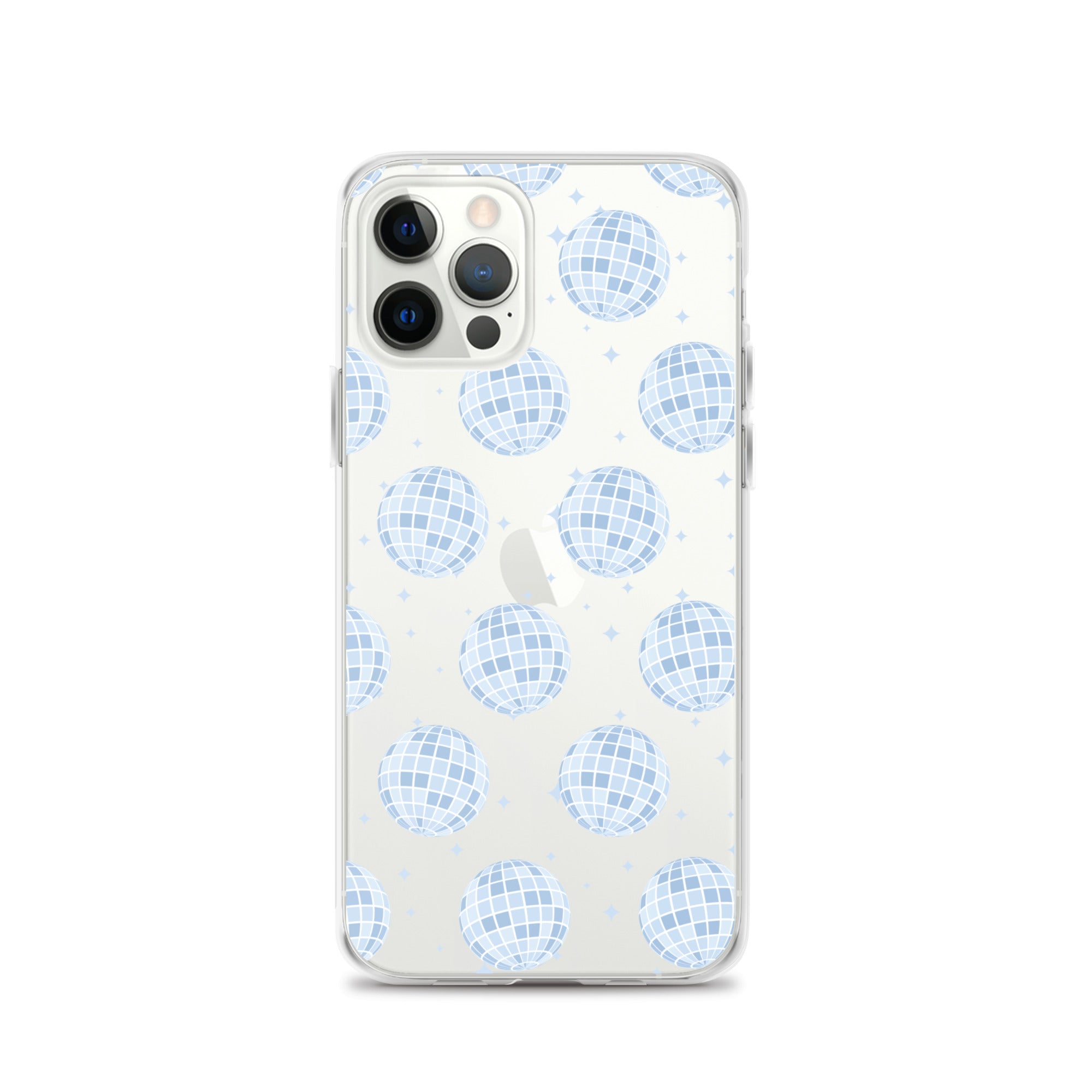Light Blue Disco Balls Clear iPhone Case