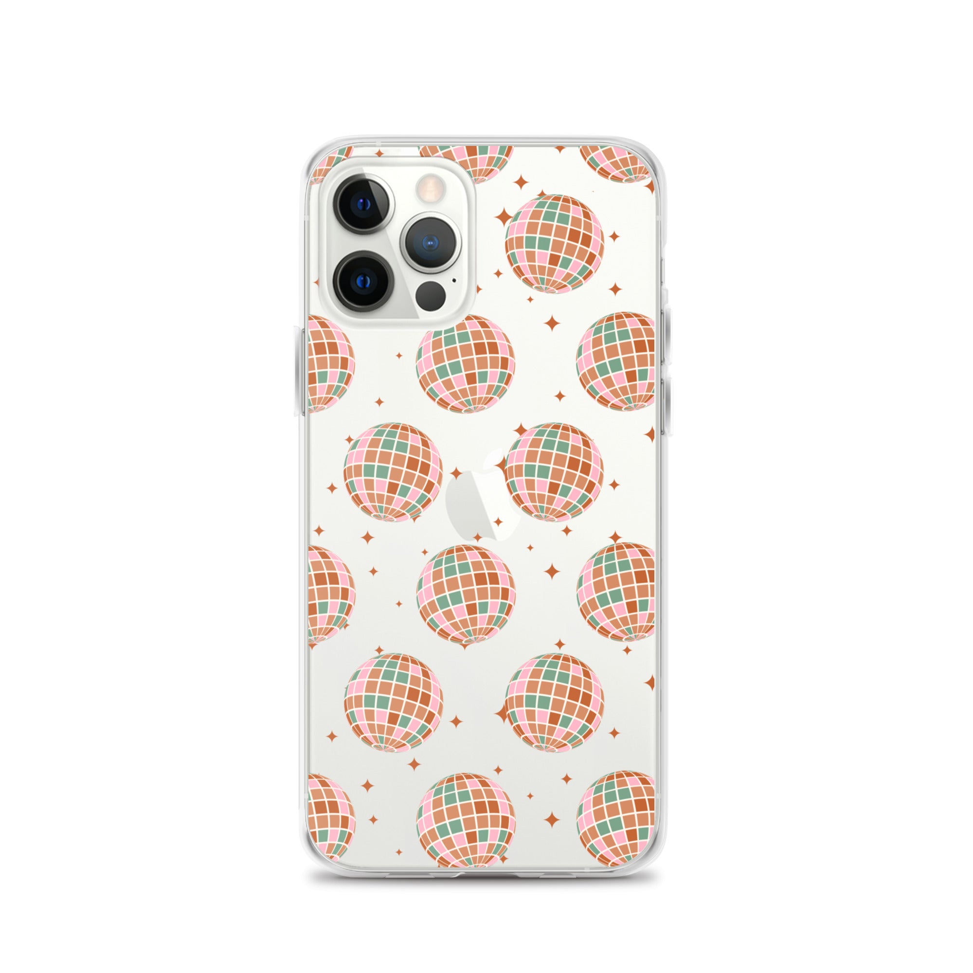 Brown Boho Disco Balls Clear iPhone Case