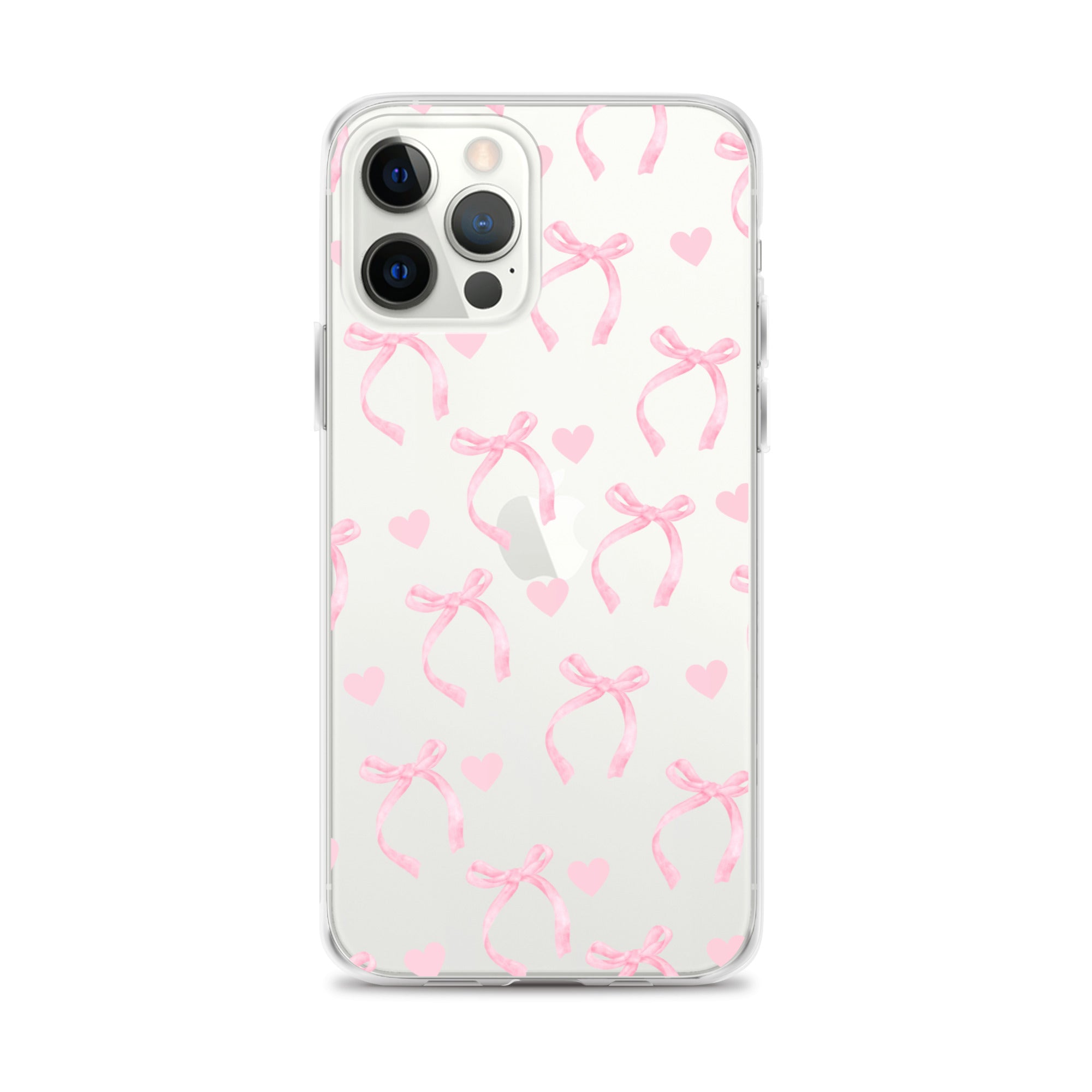 Pink Bows & Hearts Clear iPhone Case