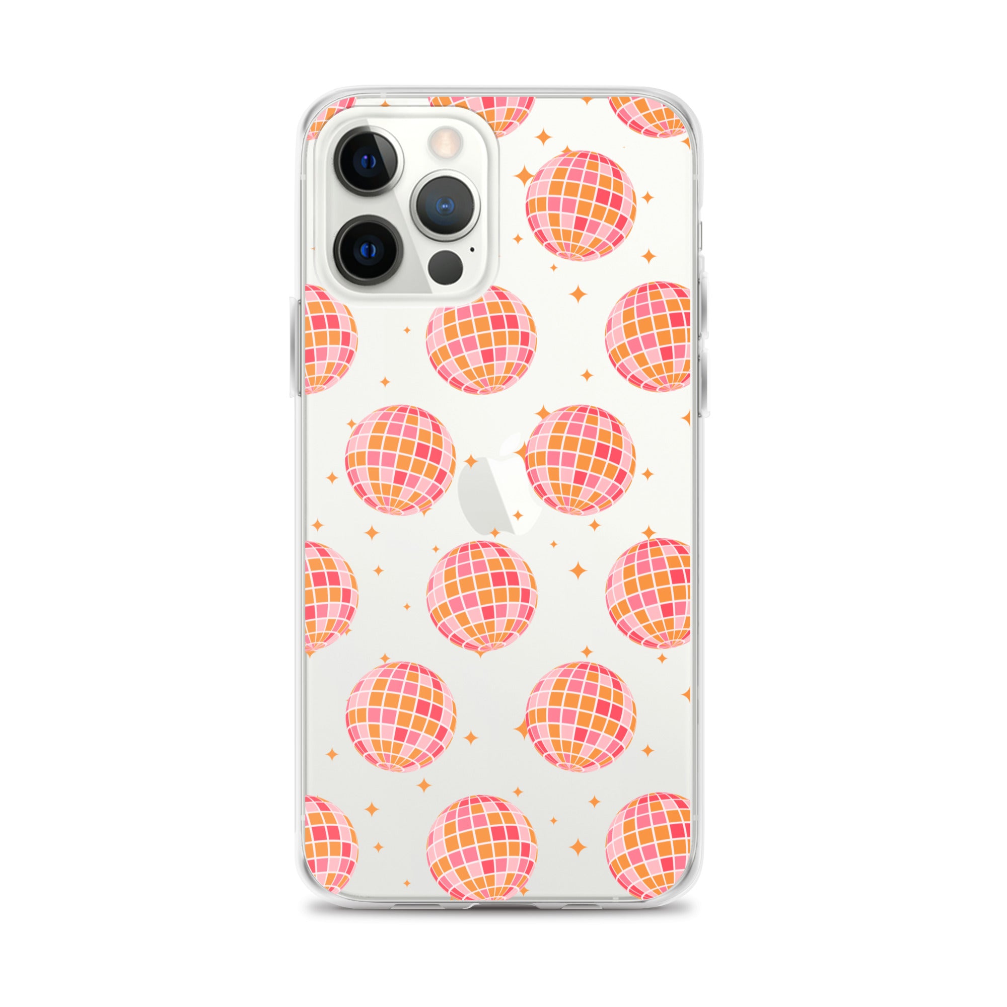 Pink & Orange Disco Balls Clear iPhone Case