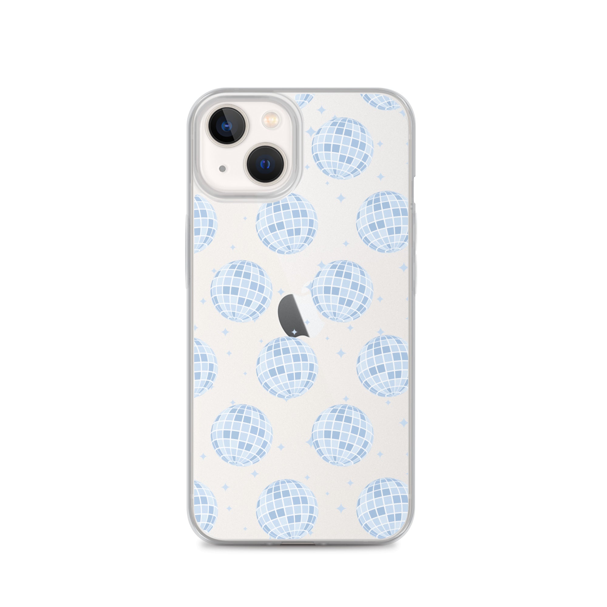 Light Blue Disco Balls Clear iPhone Case