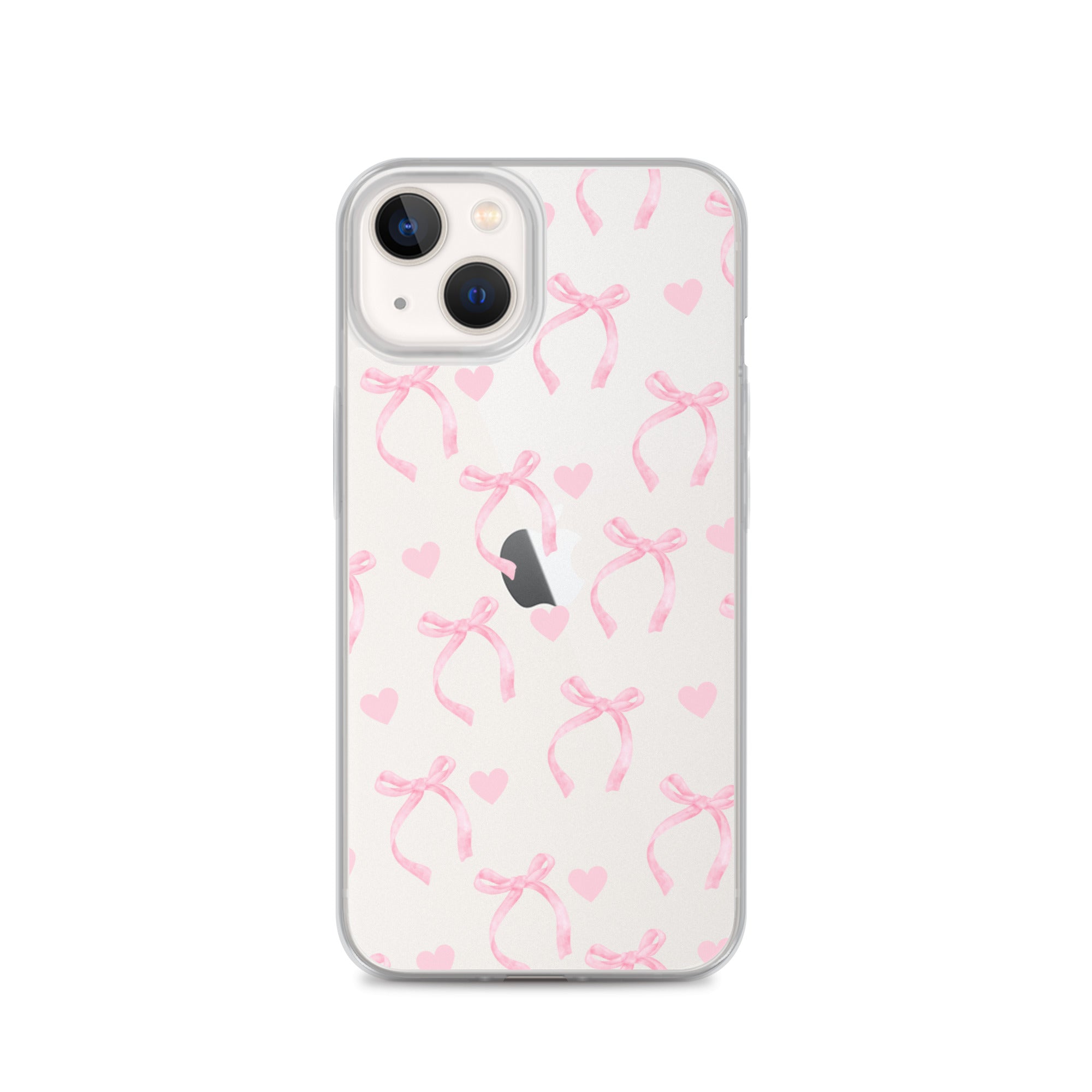 Pink Bows & Hearts Clear iPhone Case