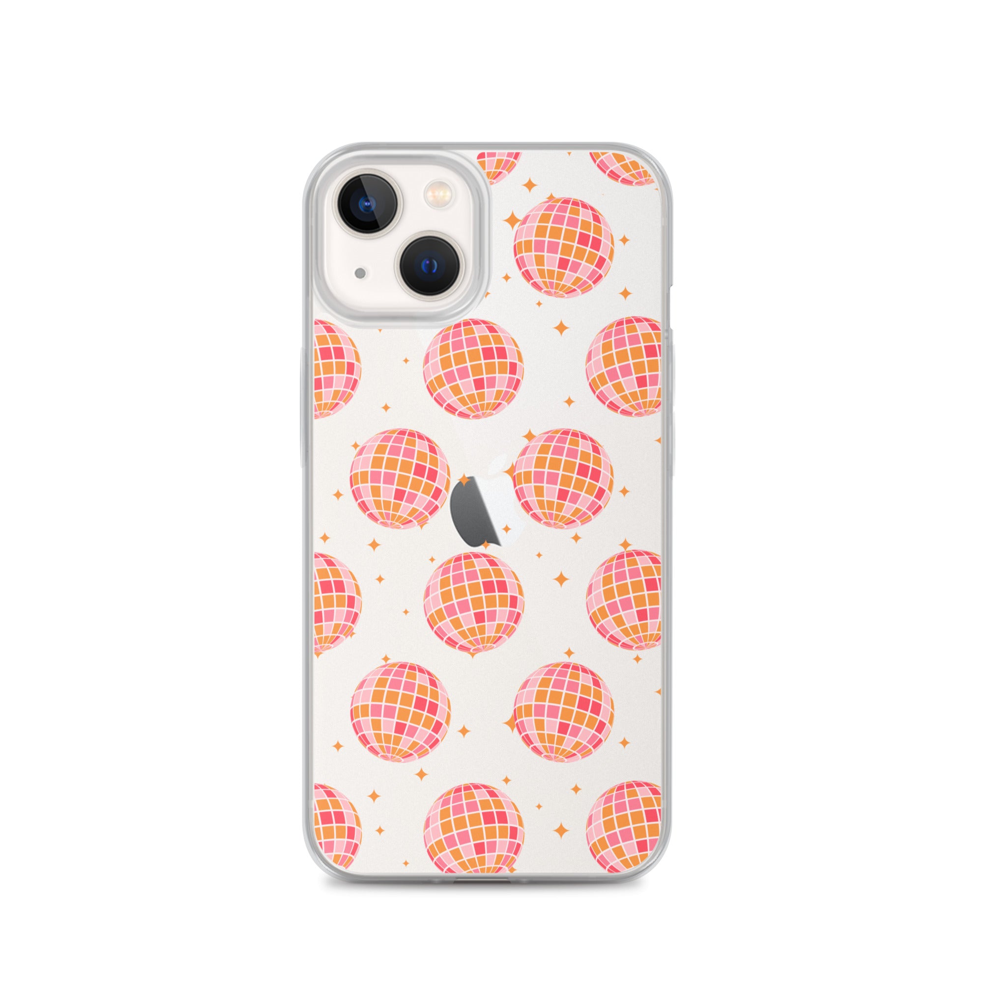 Pink & Orange Disco Balls Clear iPhone Case