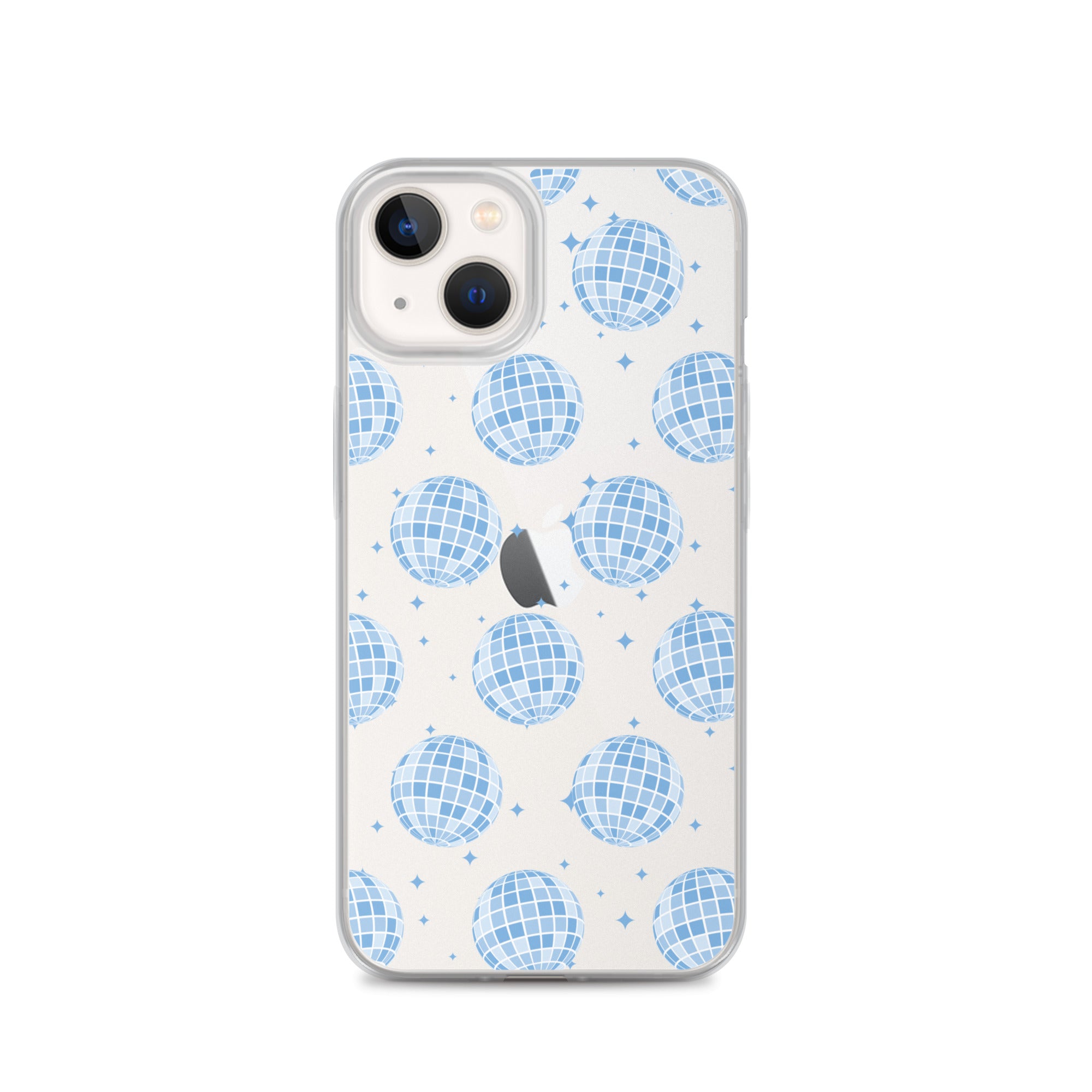 Blue Disco Balls Clear iPhone Case