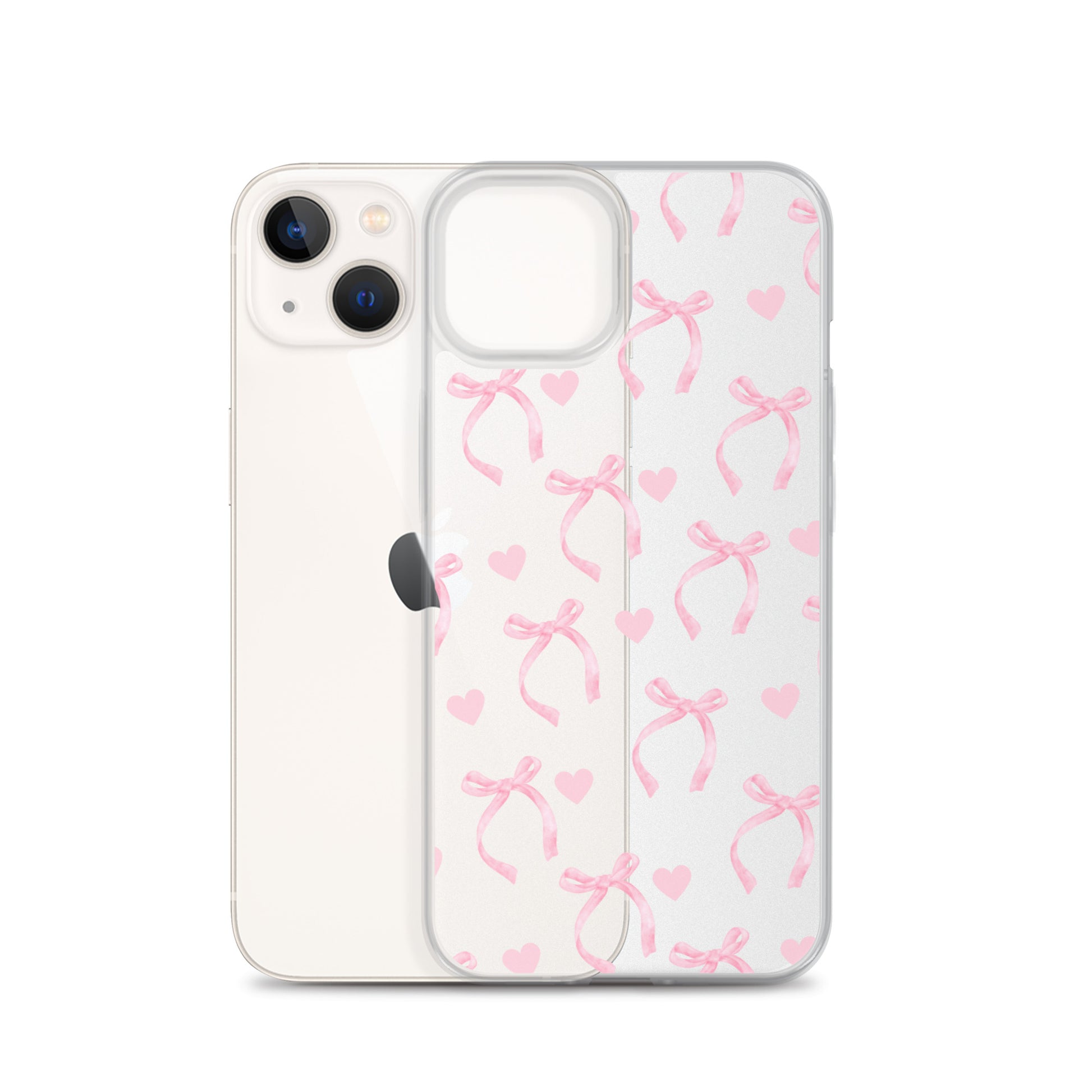 Pink Bows & Hearts Clear iPhone Case Stella Cases Pink Bows & Hearts Clear iPhone Case Stella Cases