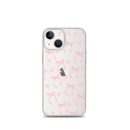 Pink Bows & Hearts Clear iPhone Case