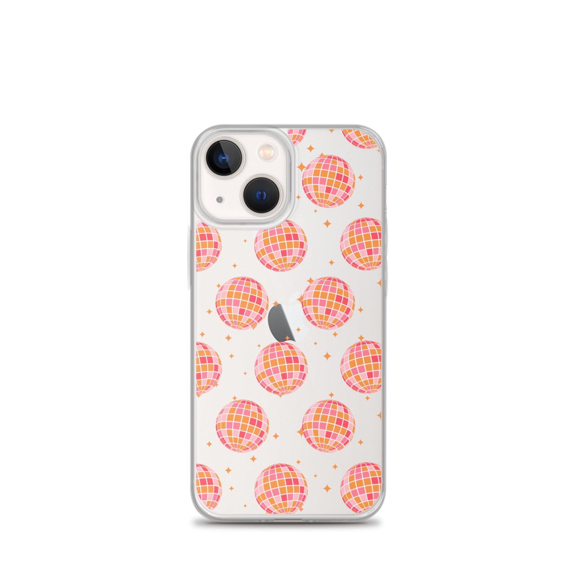 Pink & Orange Disco Balls Clear iPhone Case