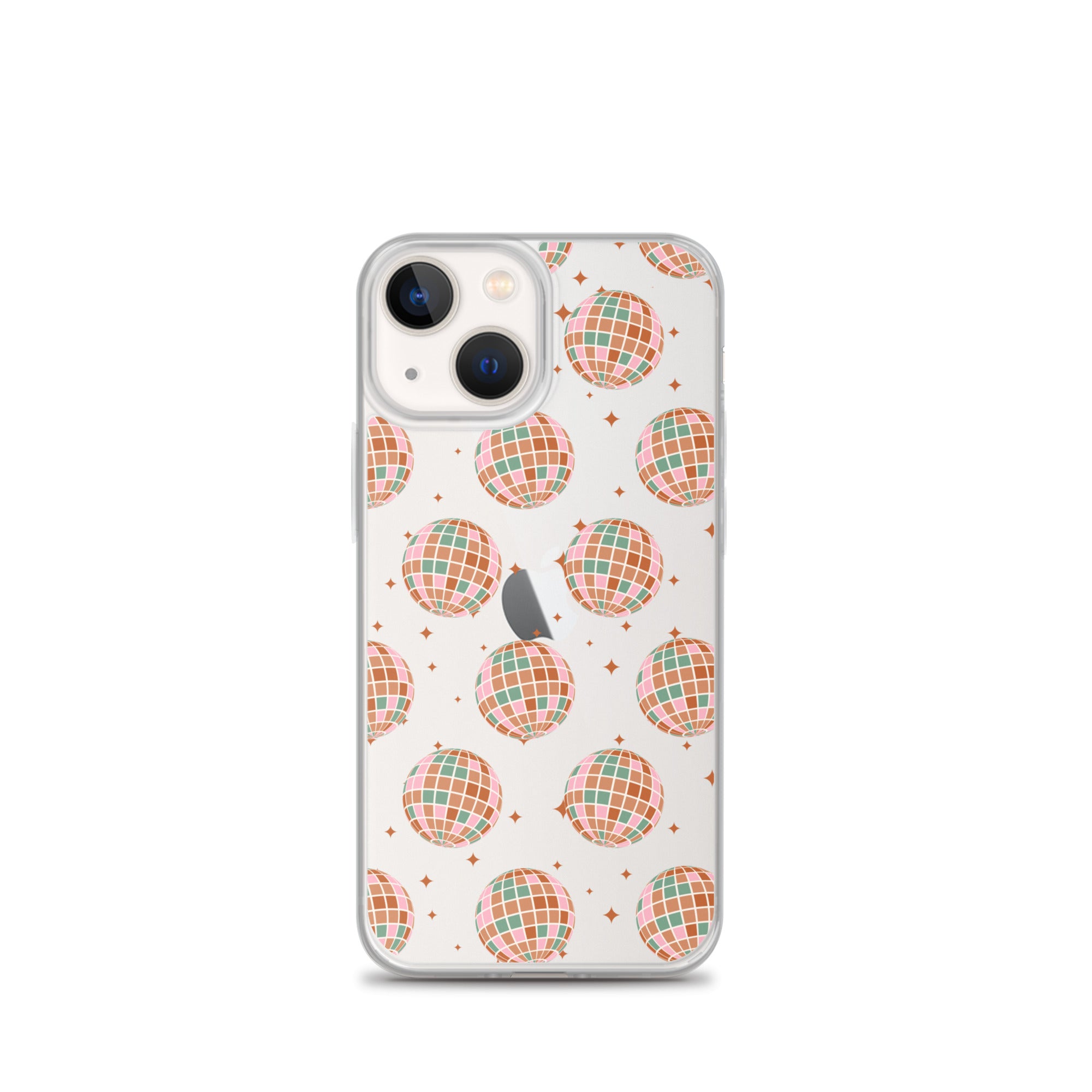 Brown Boho Disco Balls Clear iPhone Case