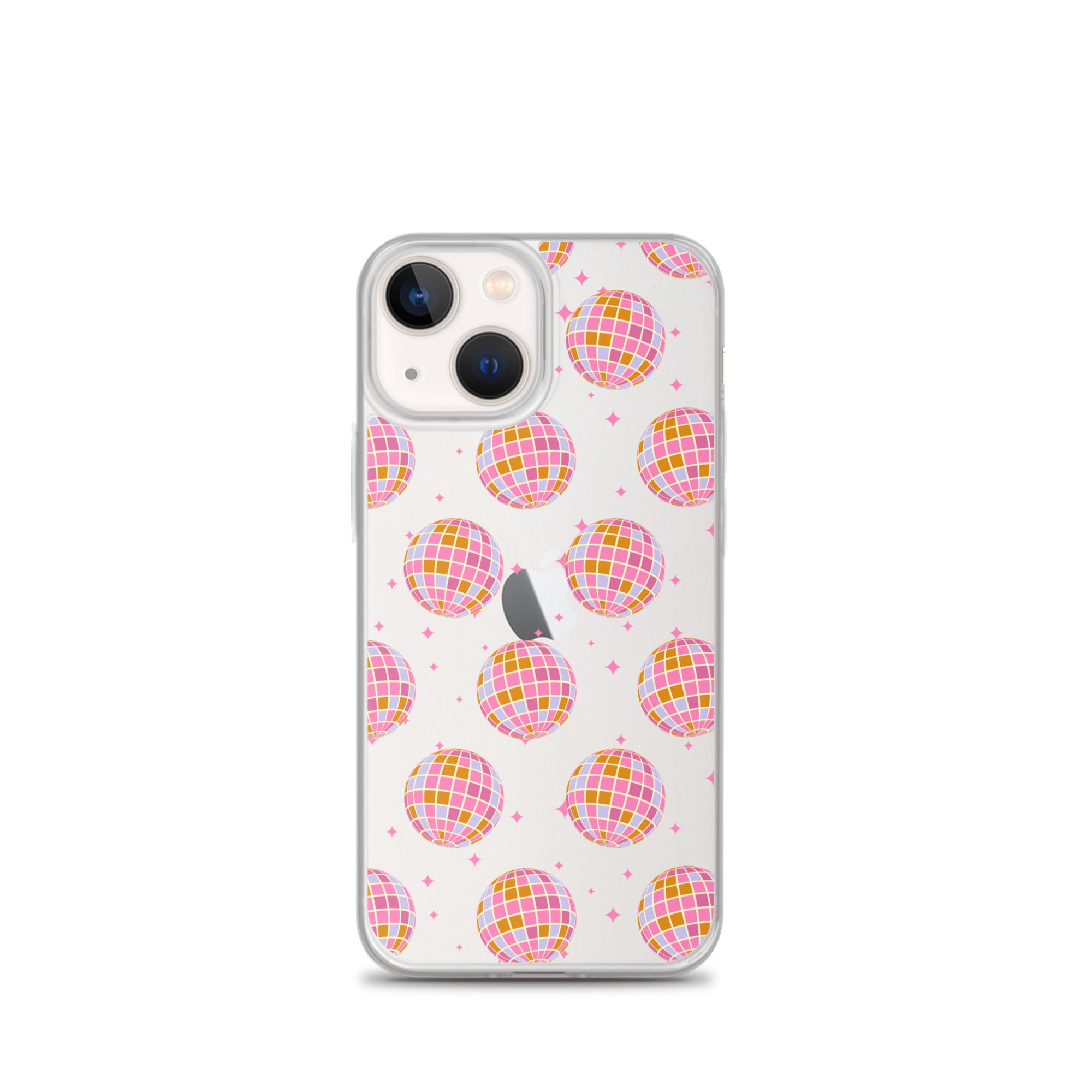 Pink & Blue Disco Balls Clear iPhone Case