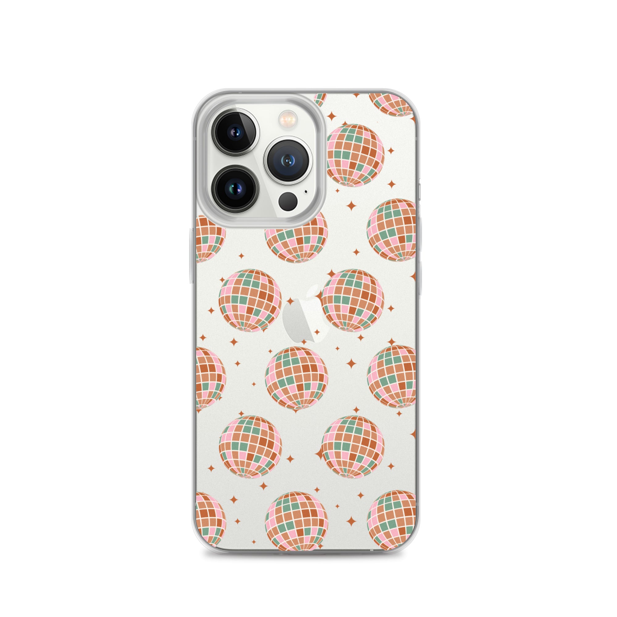 Brown Boho Disco Balls Clear iPhone Case