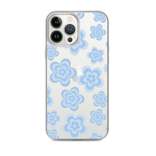 Blue Floral Clear iPhone Case iPhone 13 Pro Max