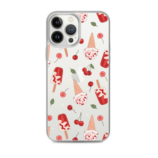 Cherry Ice Cream Clear iPhone Case iPhone 13 Pro Max