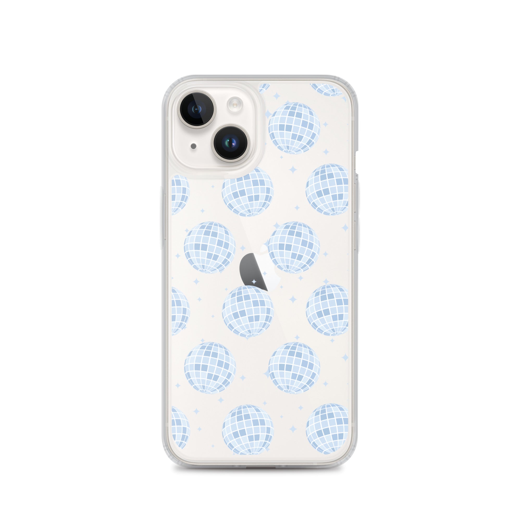 Light Blue Disco Balls Clear iPhone Case