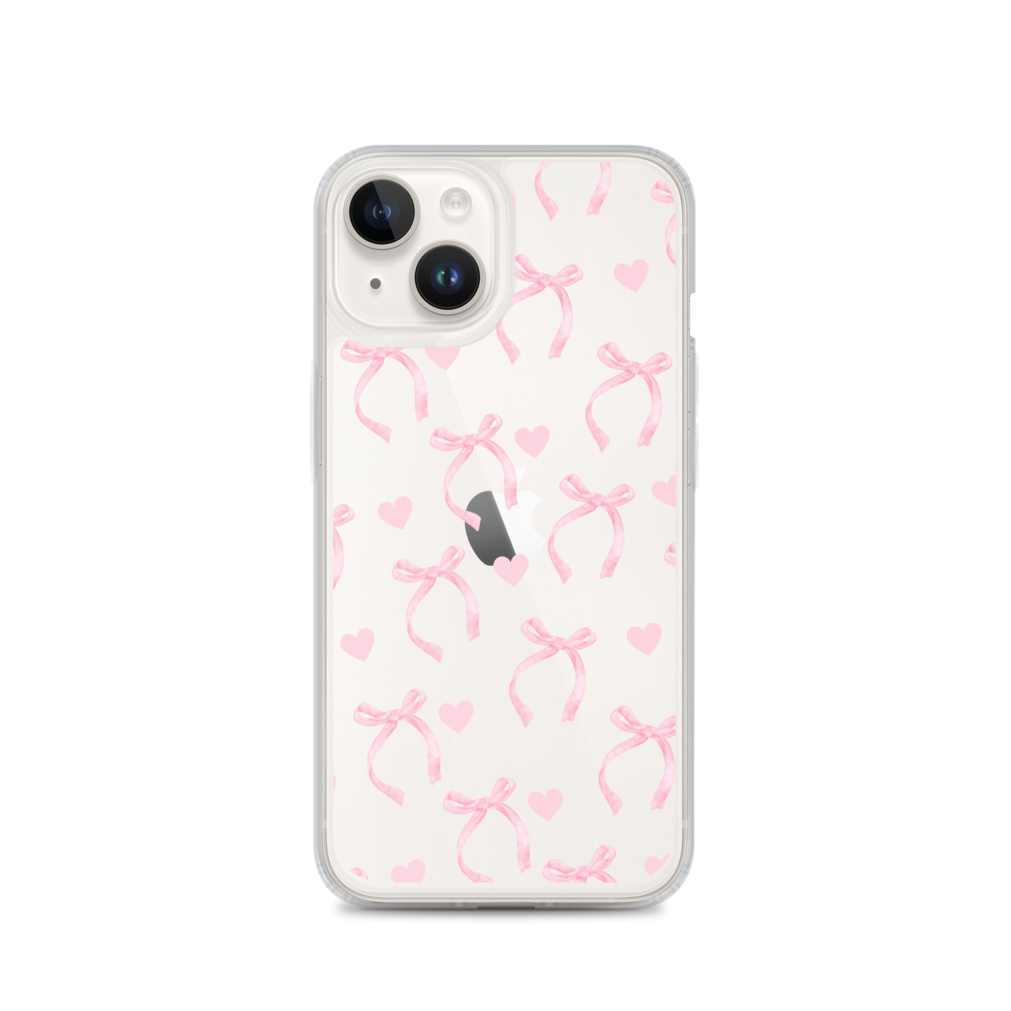 Pink Bows & Hearts Clear iPhone Case