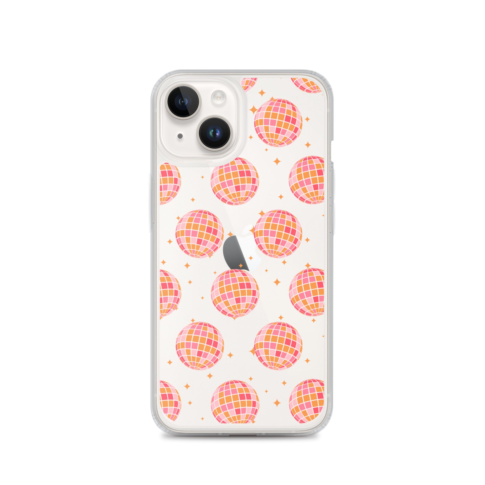 Pink & Orange Disco Balls Clear iPhone Case