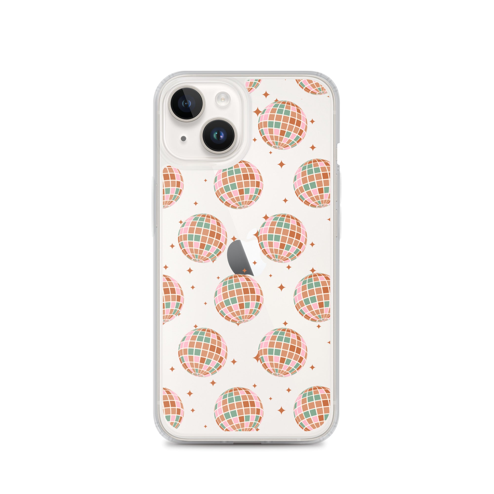 Brown Boho Disco Balls Clear iPhone Case