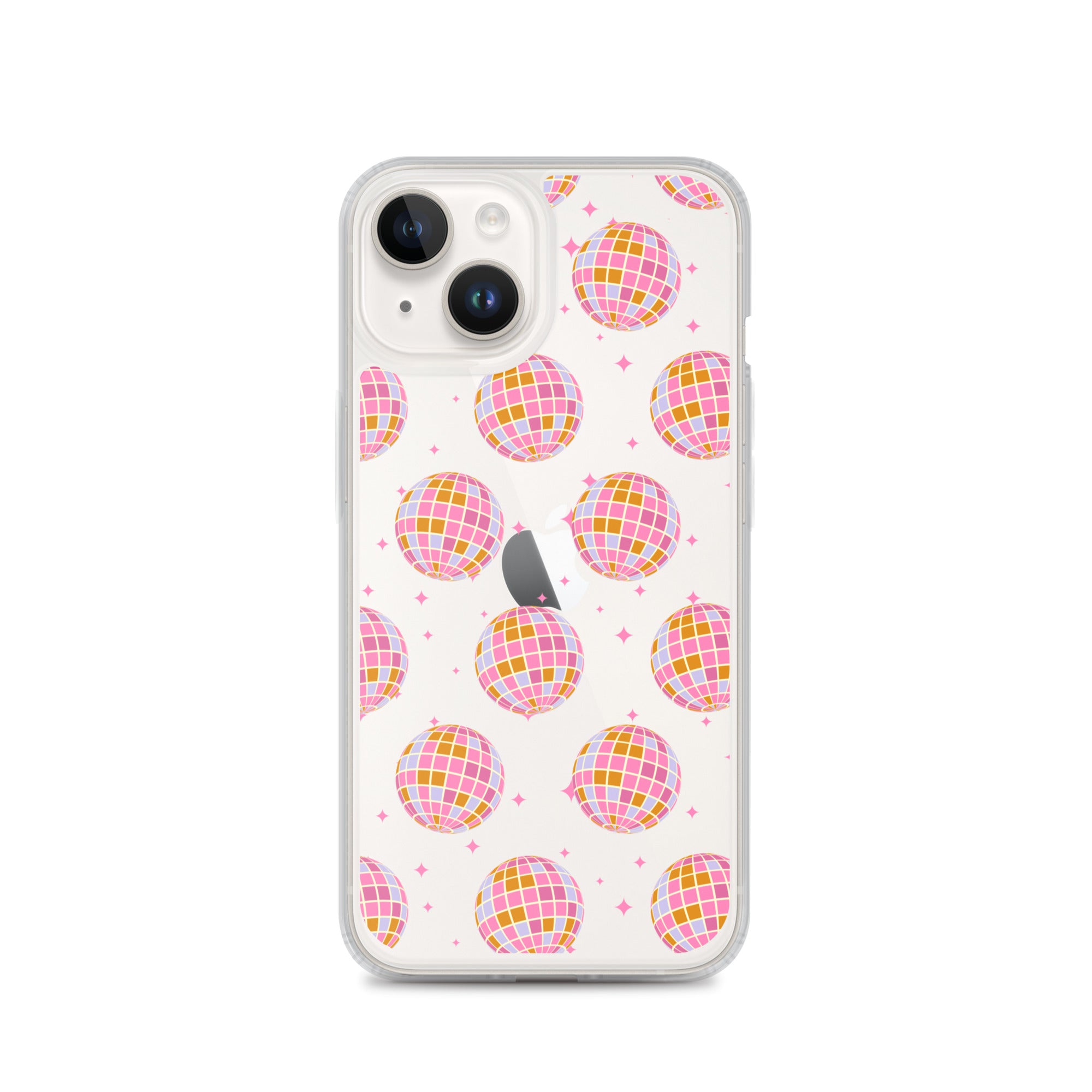 Pink & Blue Disco Balls Clear iPhone Case