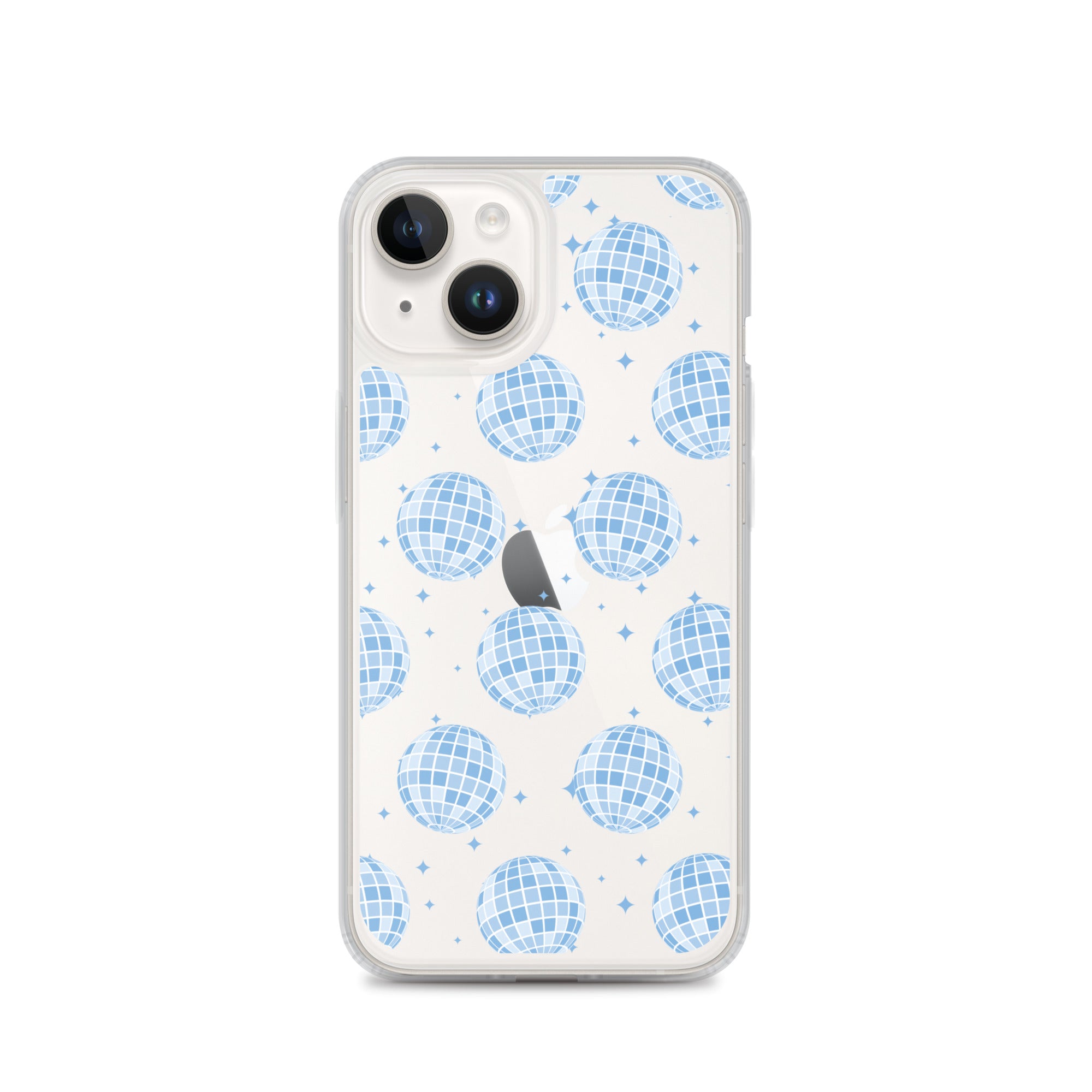 Blue Disco Balls Clear iPhone Case