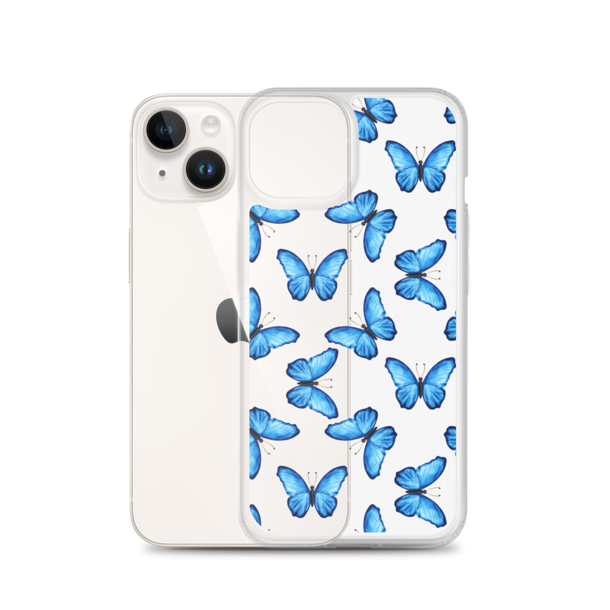Blue Butterfly Clear iPhone Case