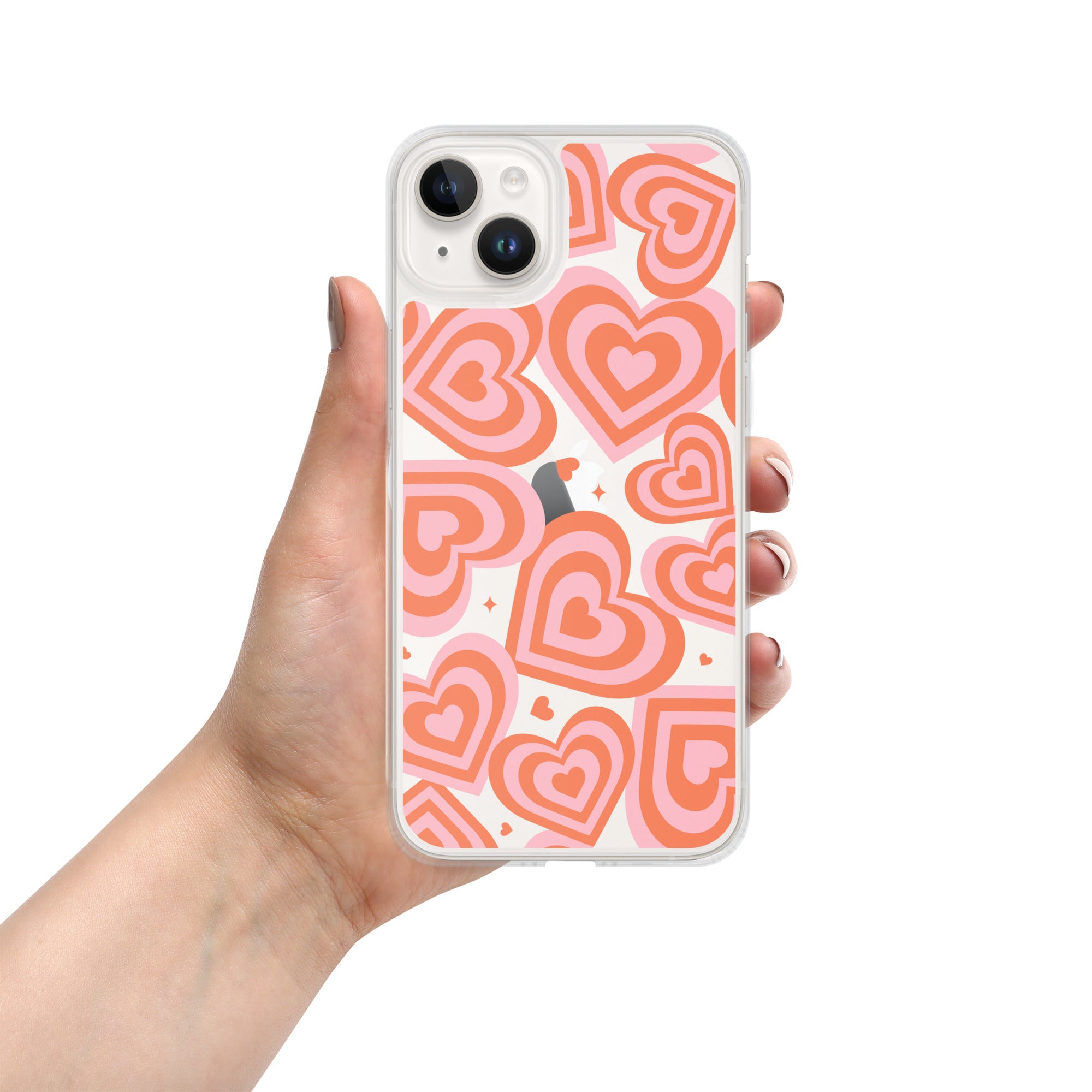 Pink & Red Hearts Clear iPhone Case