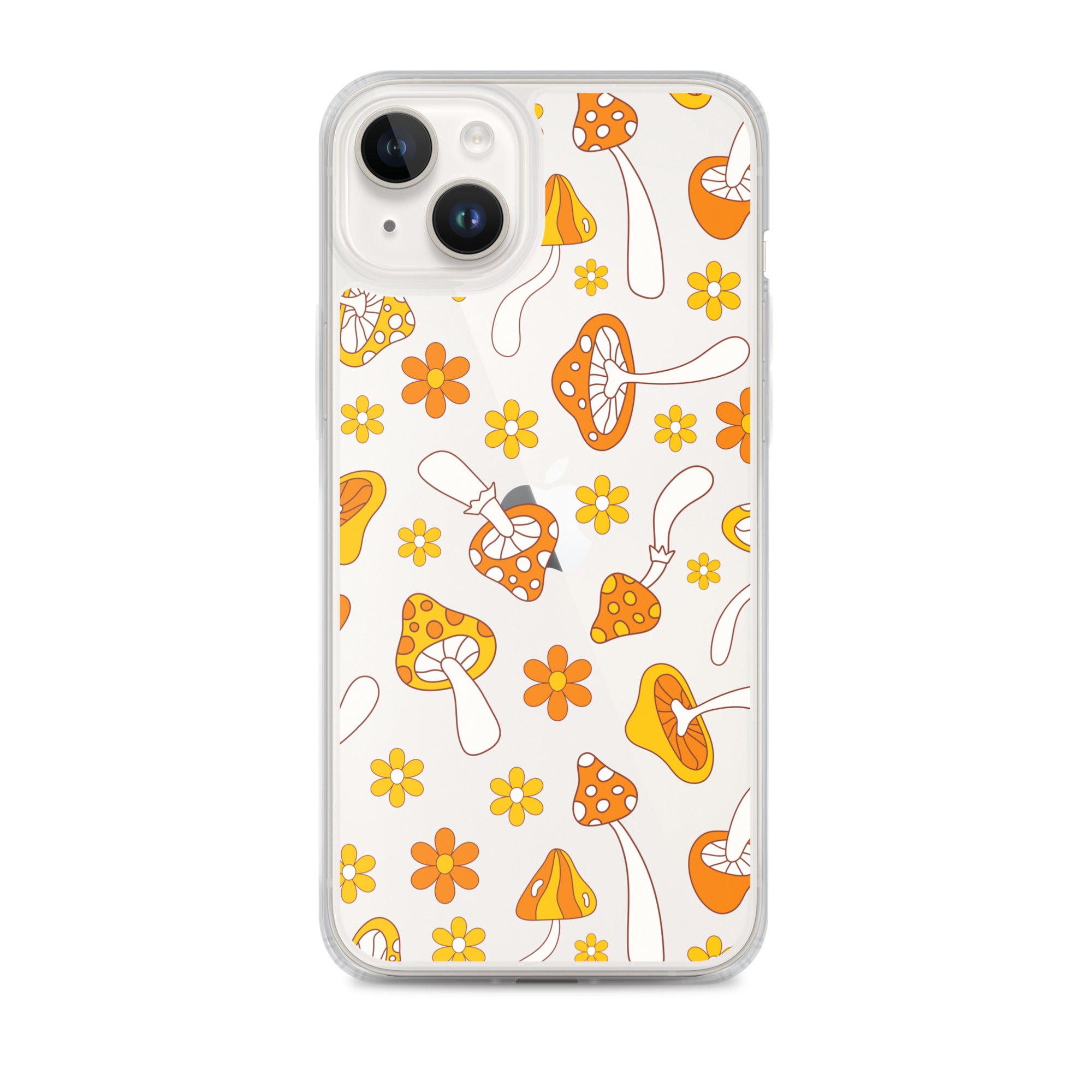 Retro Mushrooms Clear iPhone Case iPhone 14 Plus