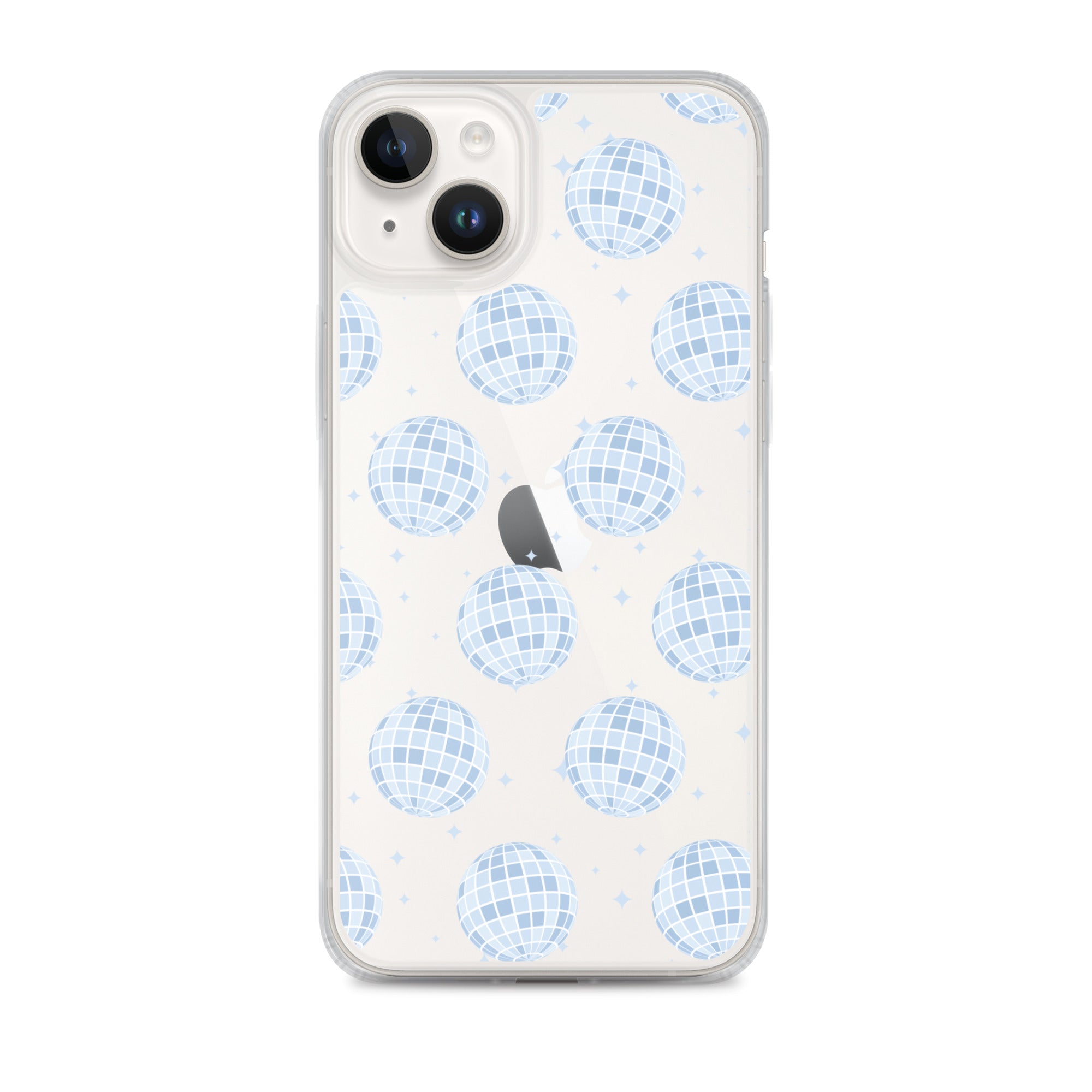 Light Blue Disco Balls Clear iPhone Case