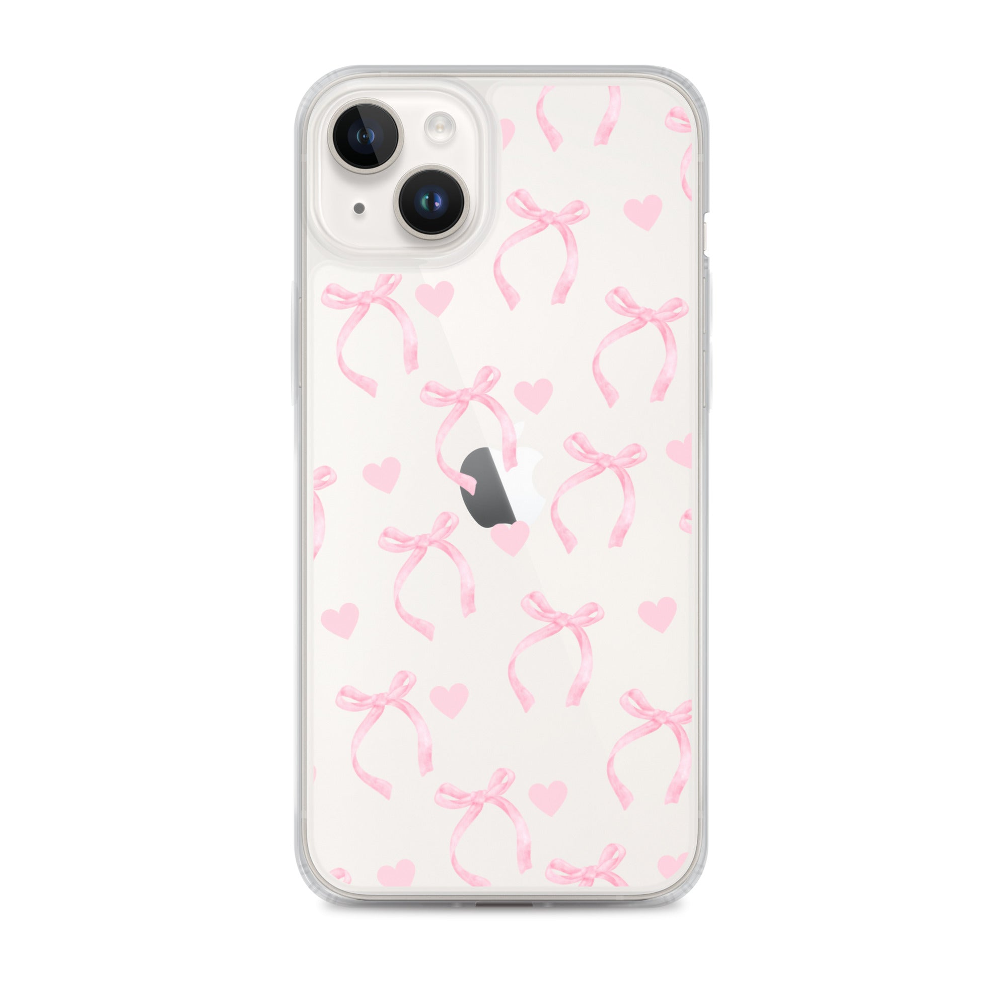 Pink Bows & Hearts Clear iPhone Case