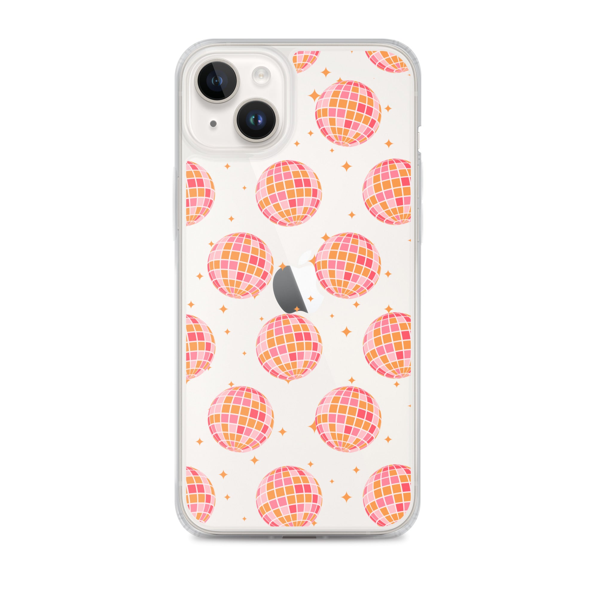 Pink & Orange Disco Balls Clear iPhone Case