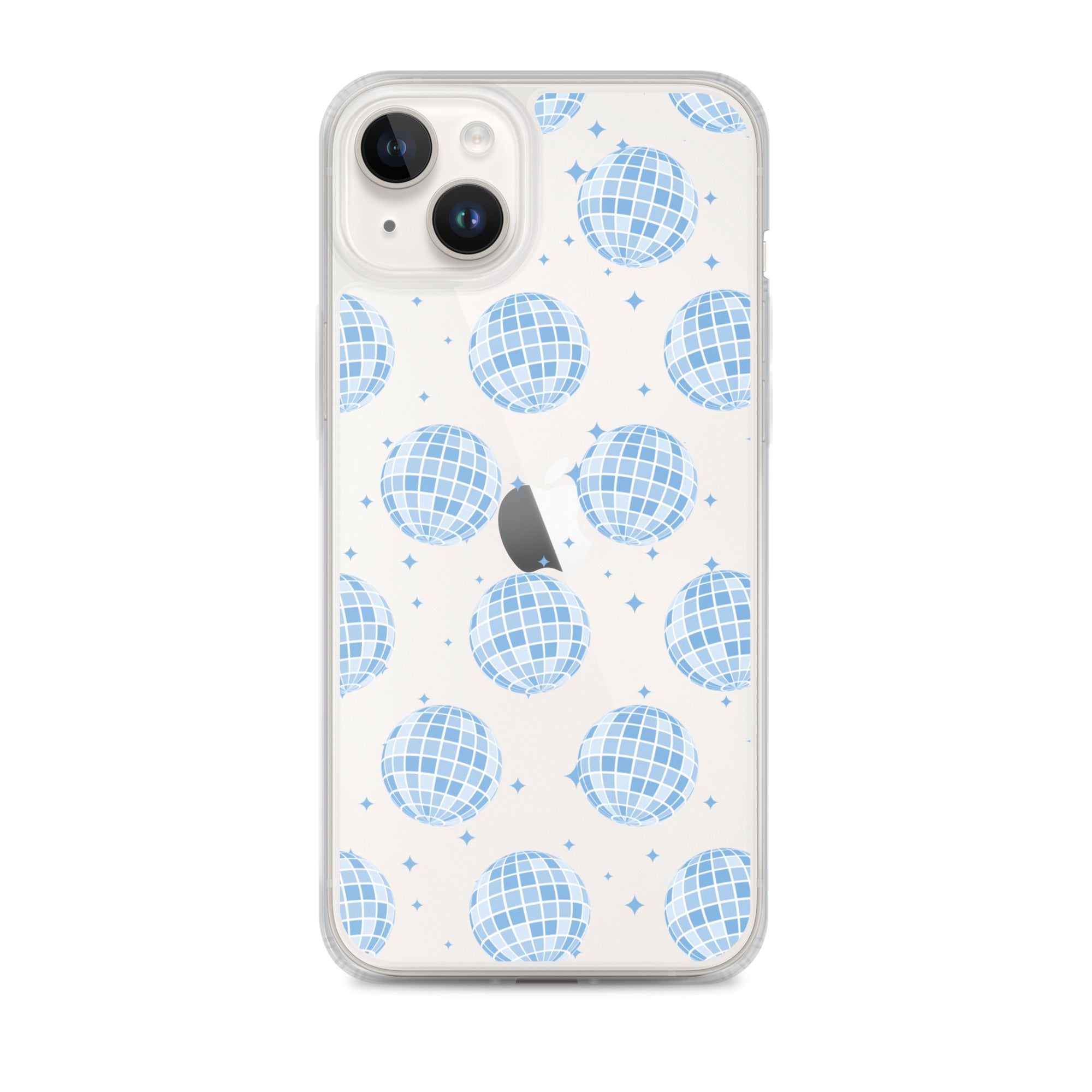 Blue Disco Balls Clear iPhone Case