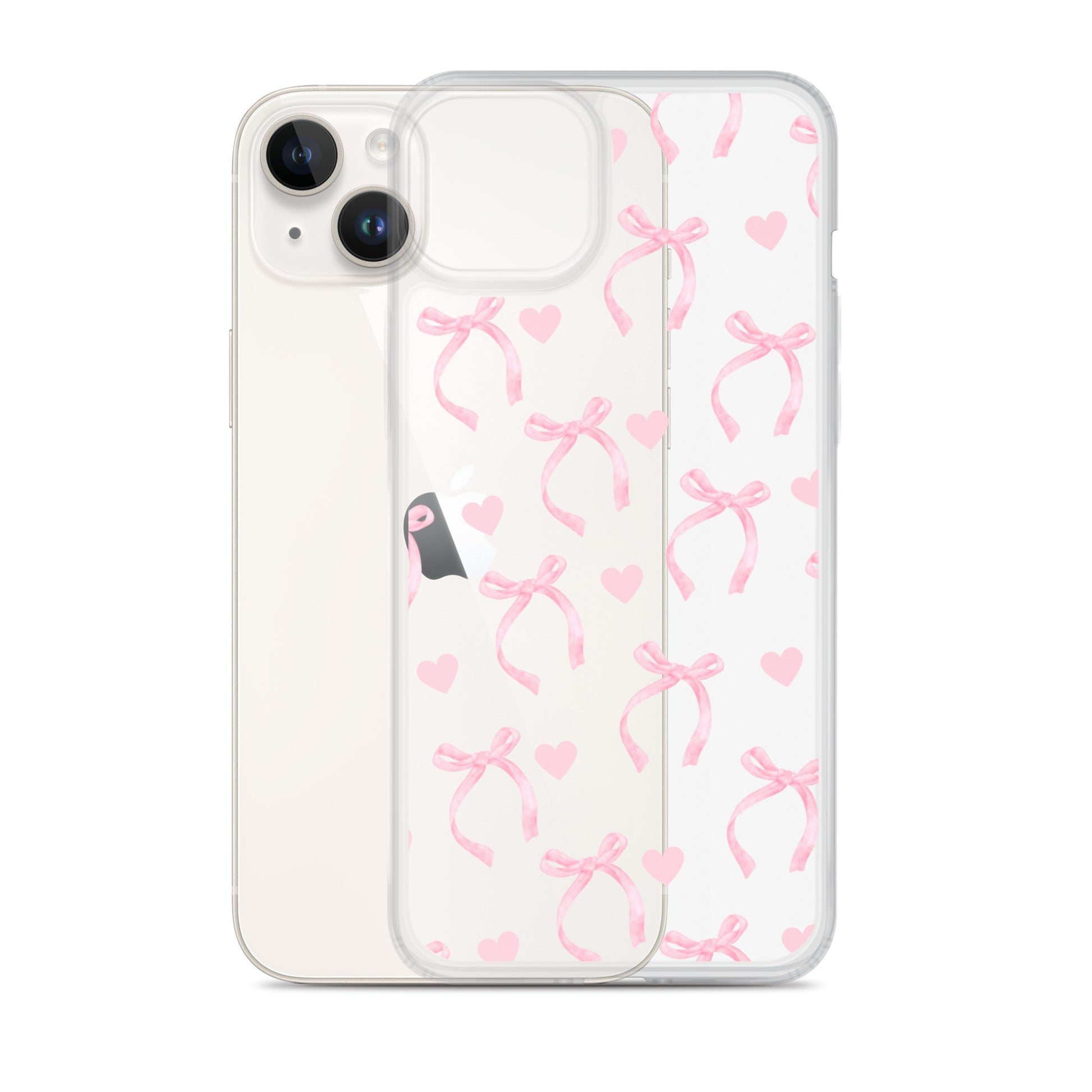 Pink Bows & Hearts Clear iPhone Case Stella Cases Pink Bows & Hearts Clear iPhone Case Stella Cases