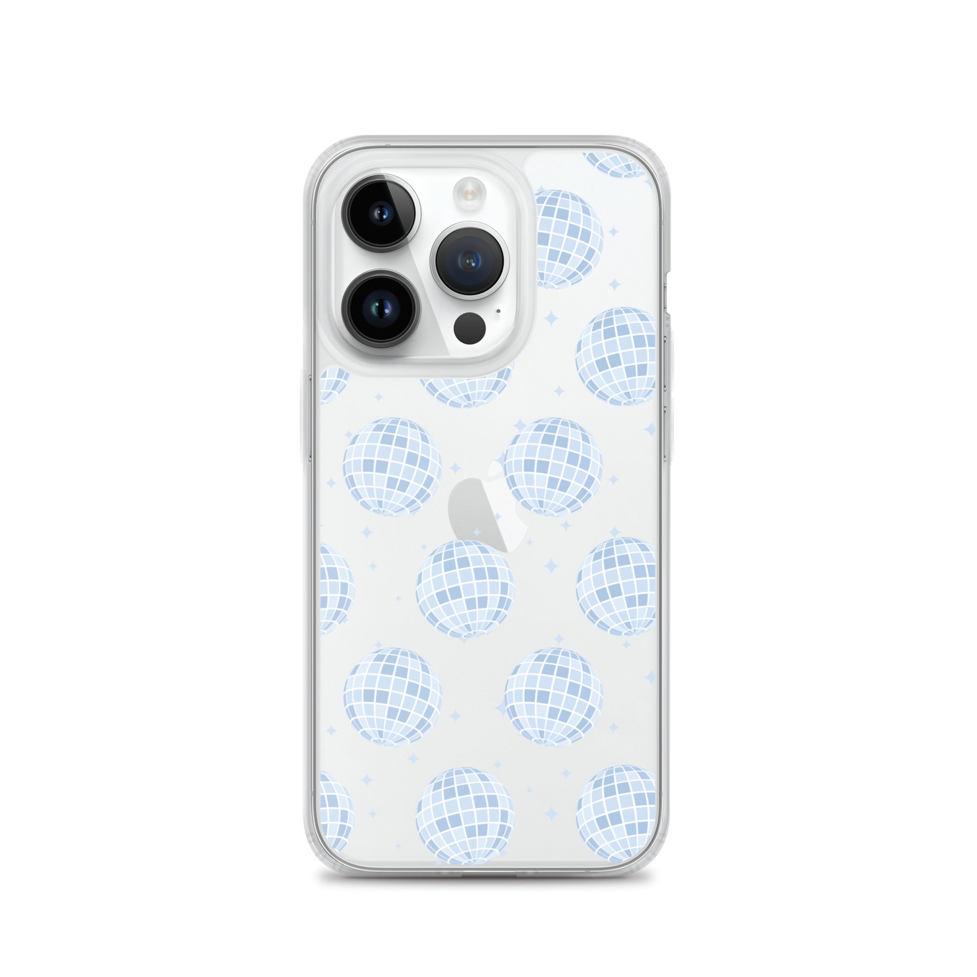Light Blue Disco Balls Clear iPhone Case