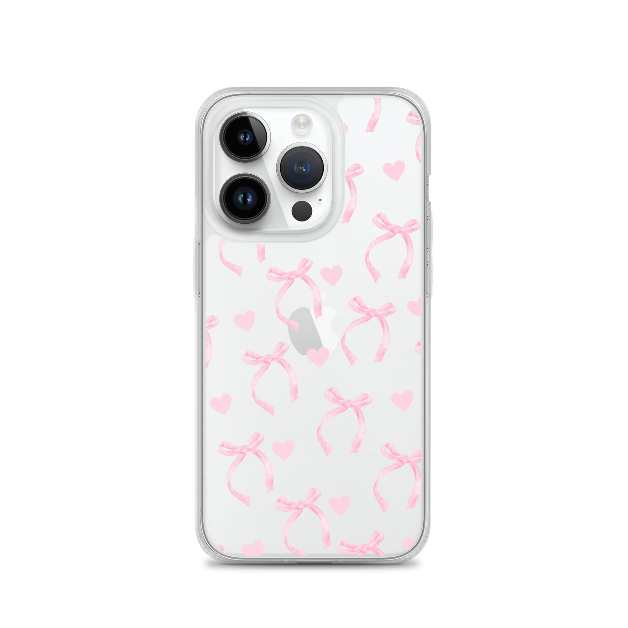 Pink Bows & Hearts Clear iPhone Case