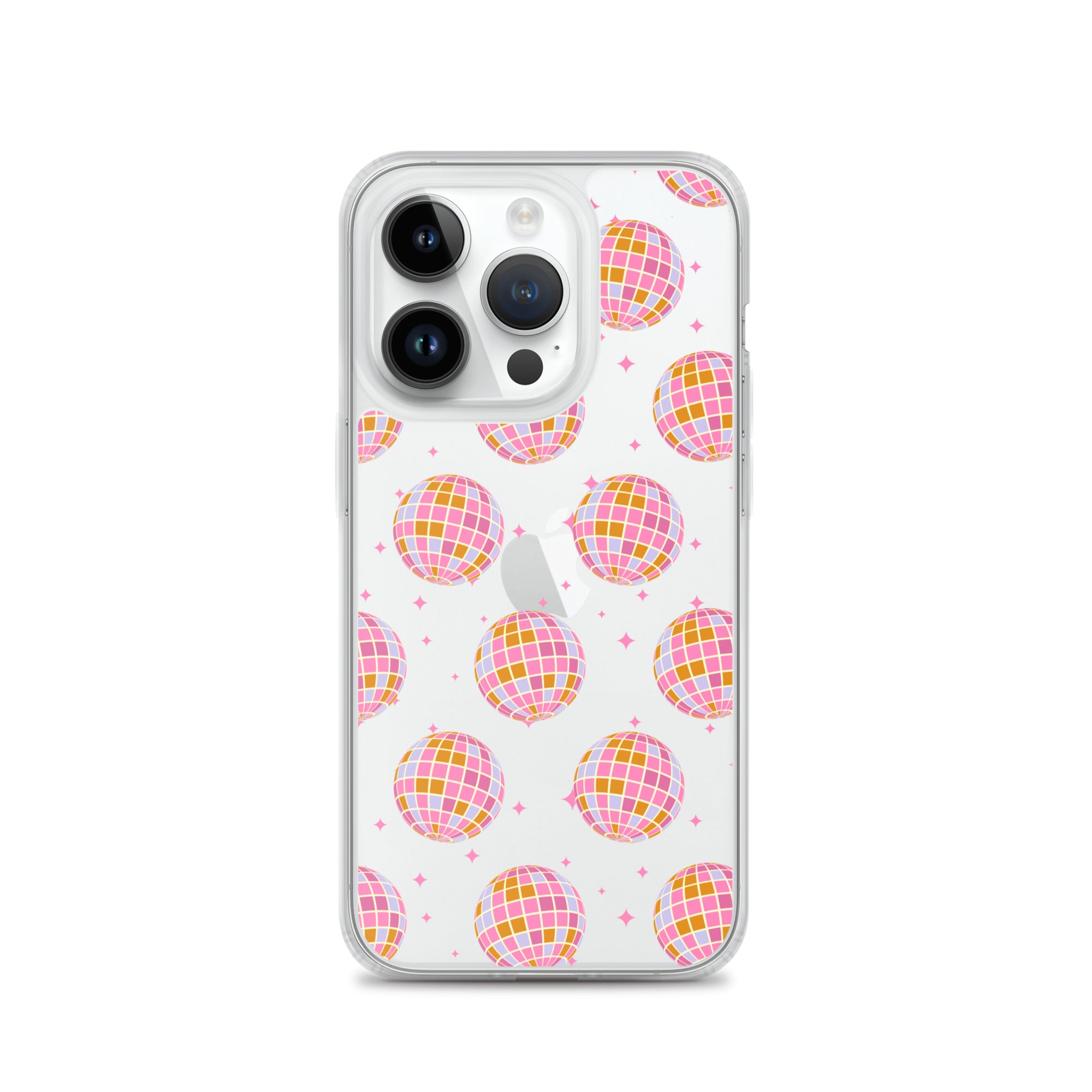 Pink & Blue Disco Balls Clear iPhone Case