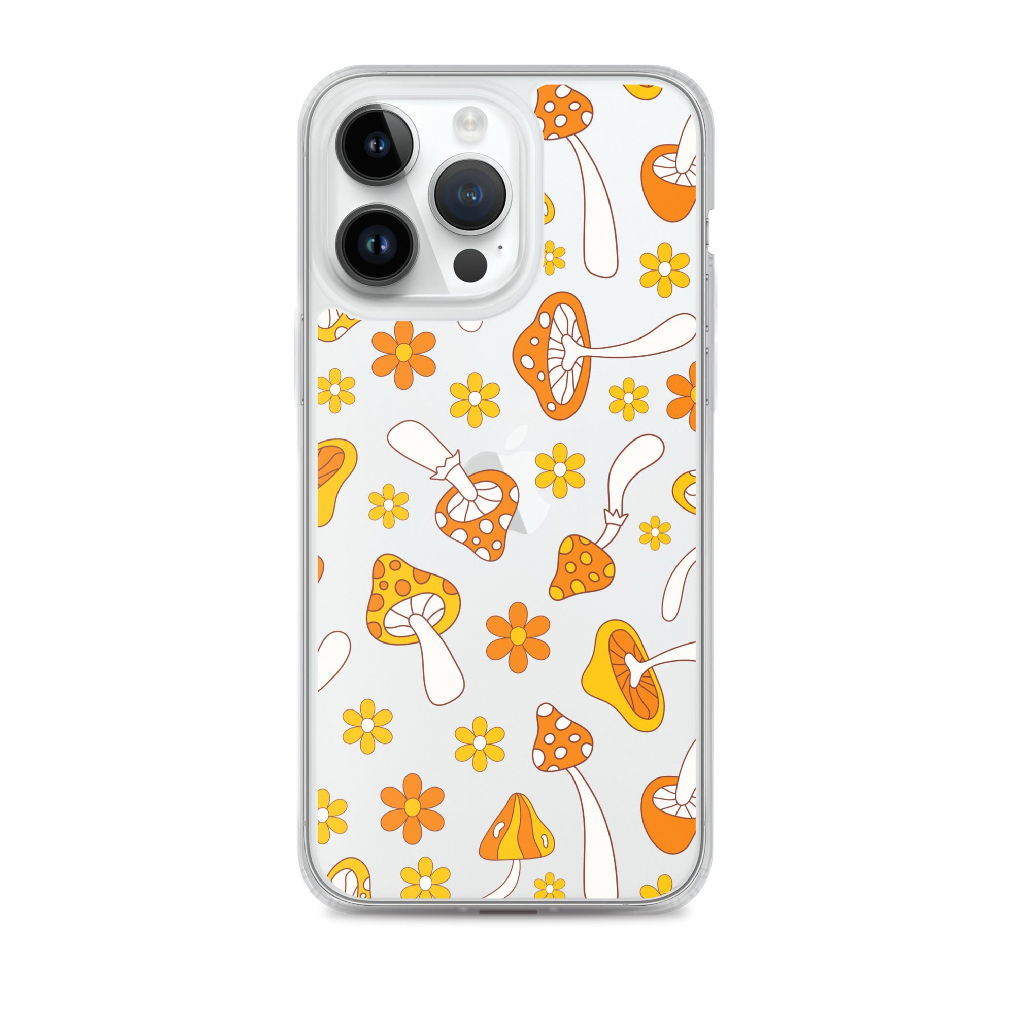 Retro Mushrooms Clear iPhone Case iPhone 14 Pro Max