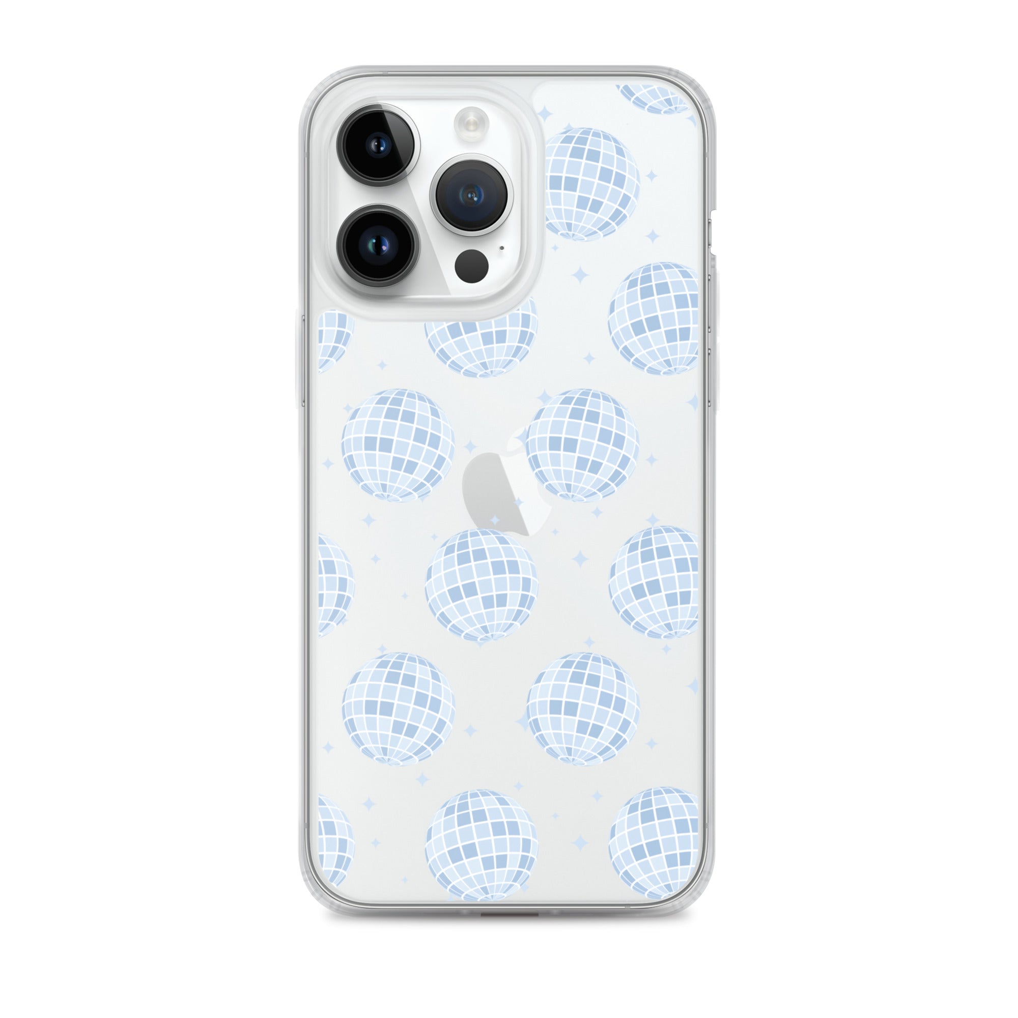 Light Blue Disco Balls Clear iPhone Case