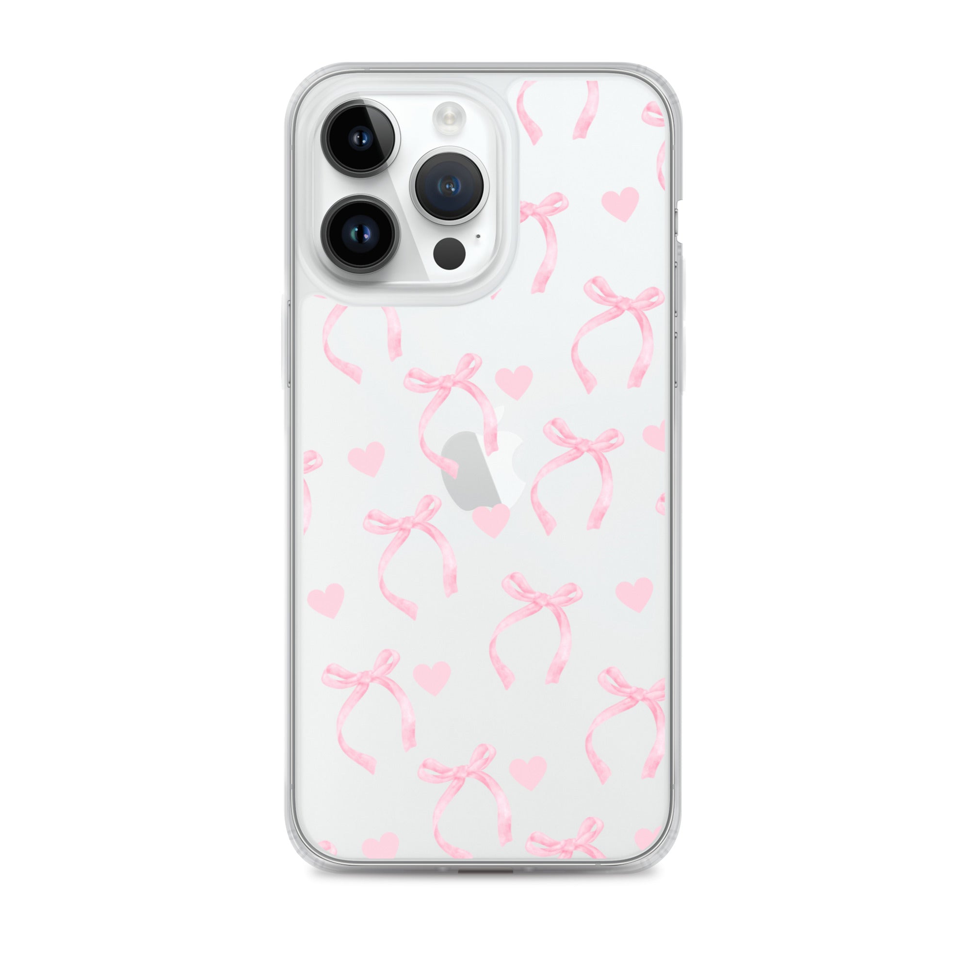 Pink Bows & Hearts Clear iPhone Case