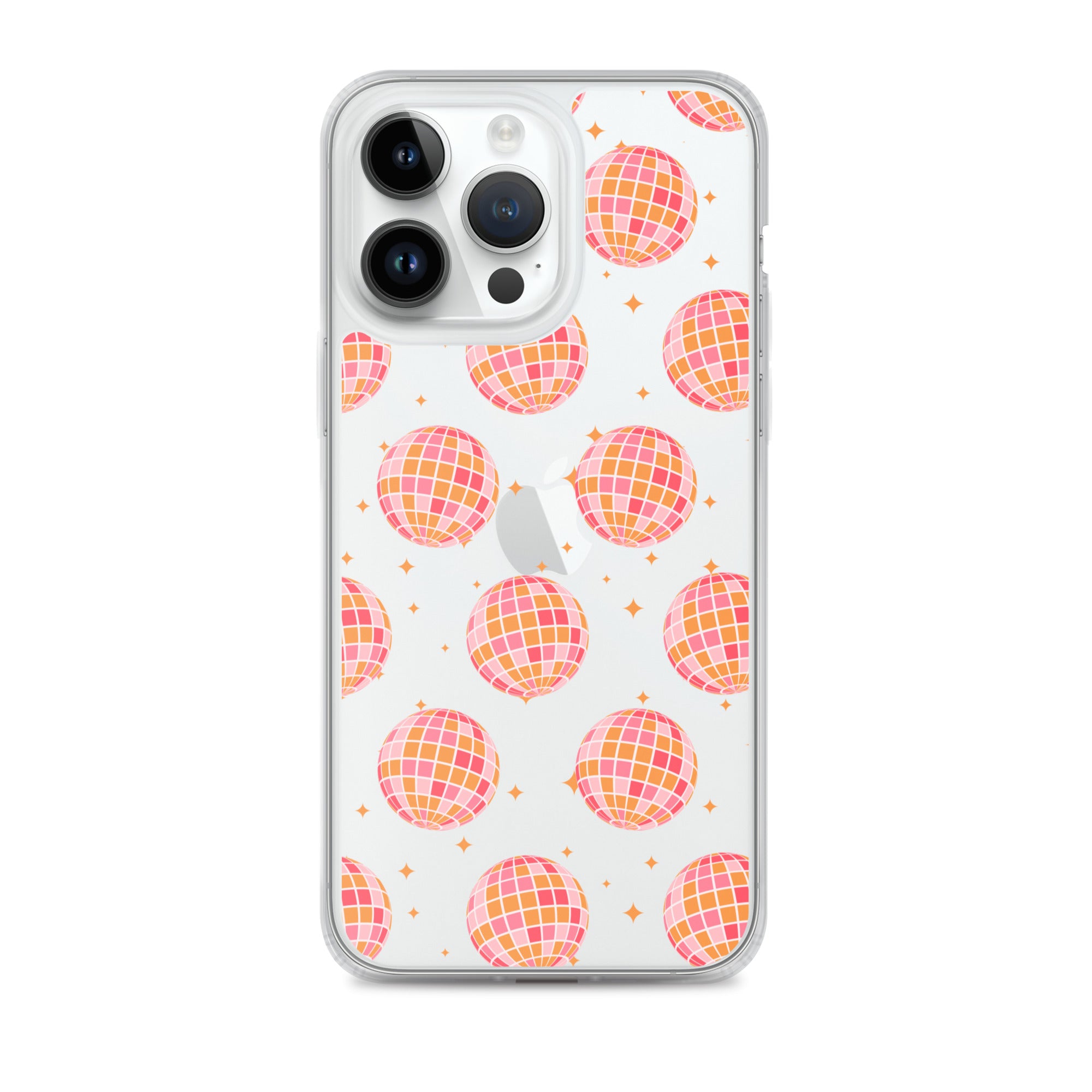 Pink & Orange Disco Balls Clear iPhone Case