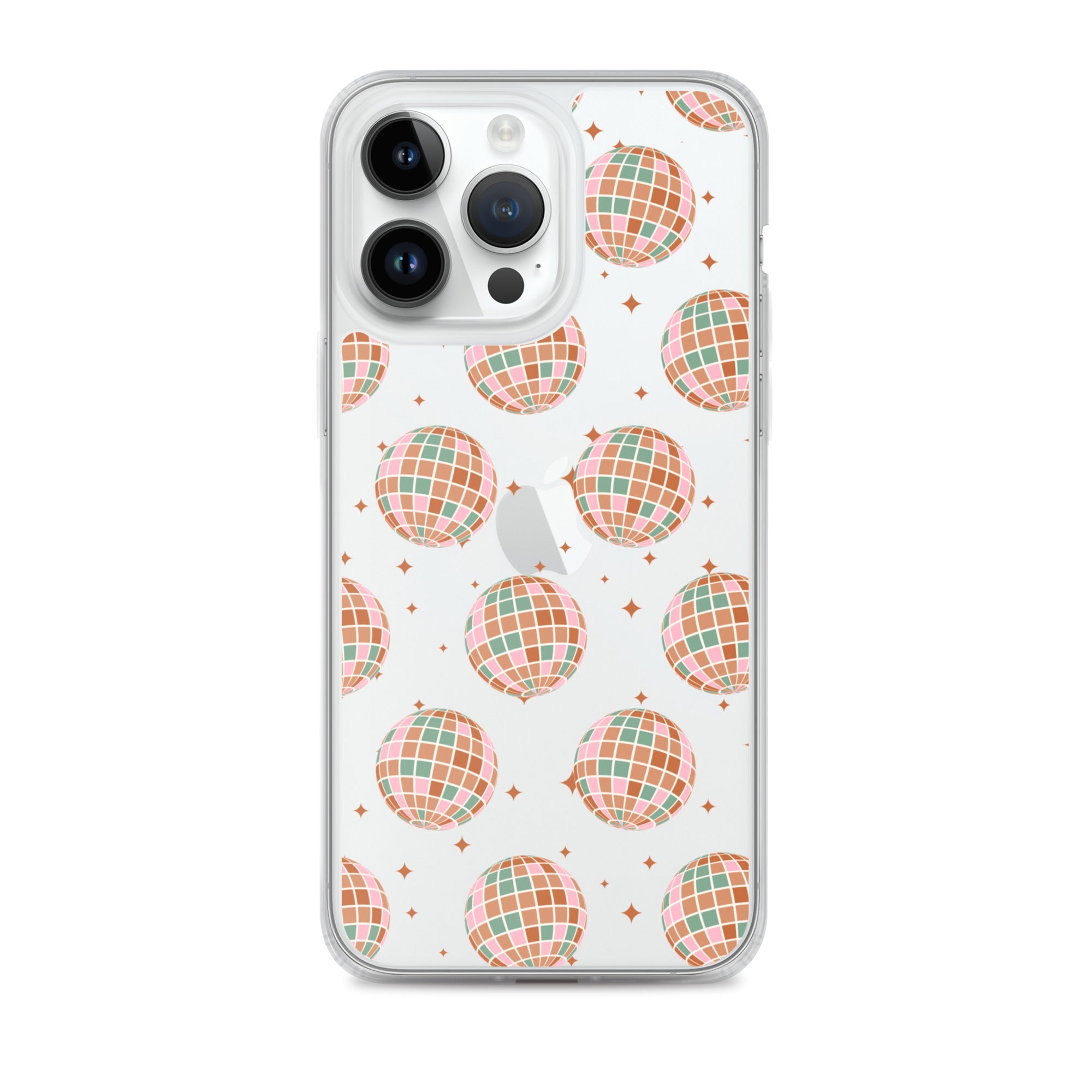 Brown Boho Disco Balls Clear iPhone Case