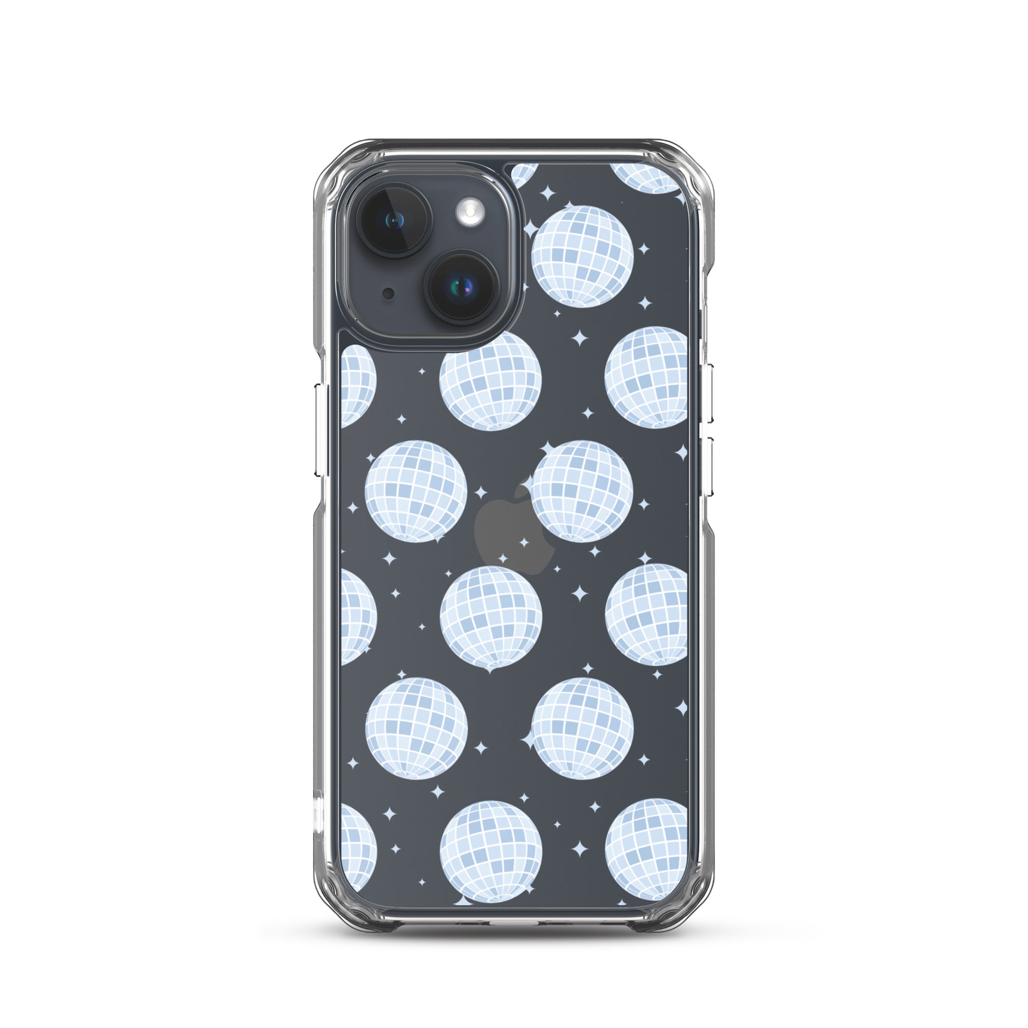 Light Blue Disco Balls Clear iPhone Case