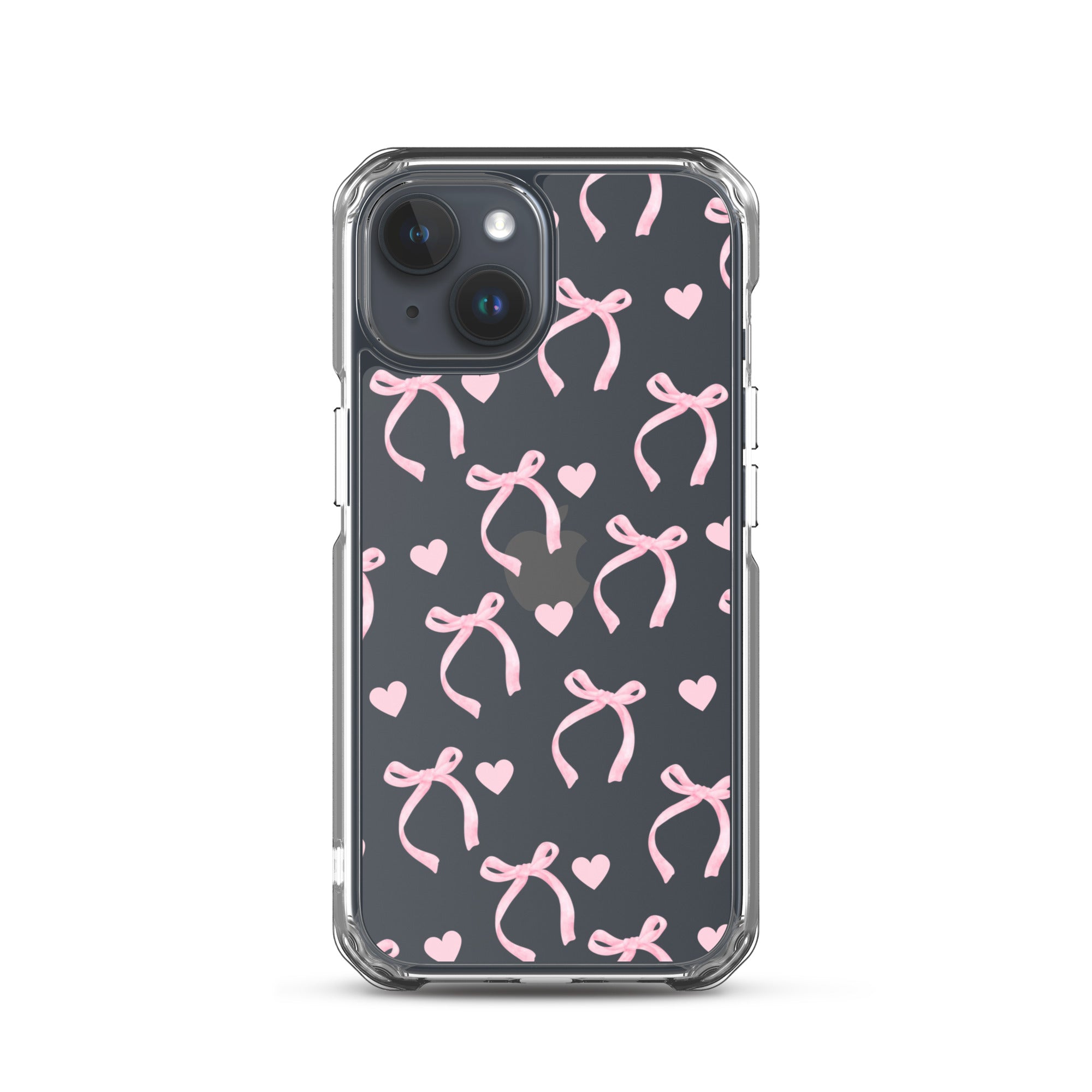 Pink Bows & Hearts Clear iPhone Case
