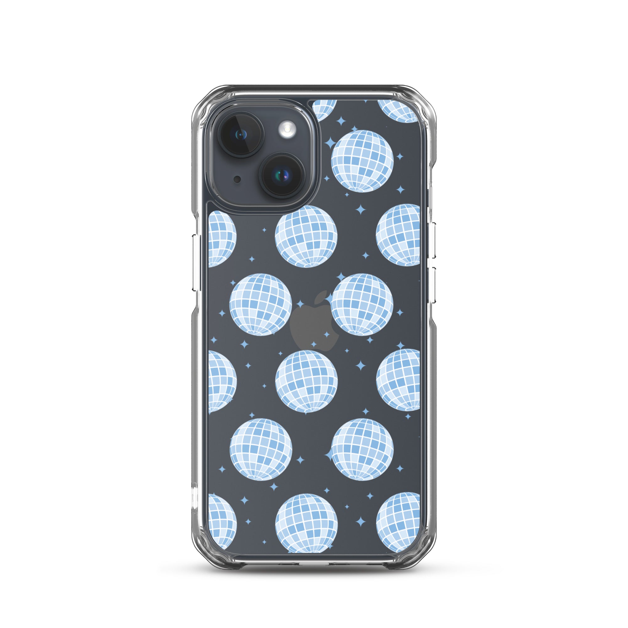 Blue Disco Balls Clear iPhone Case
