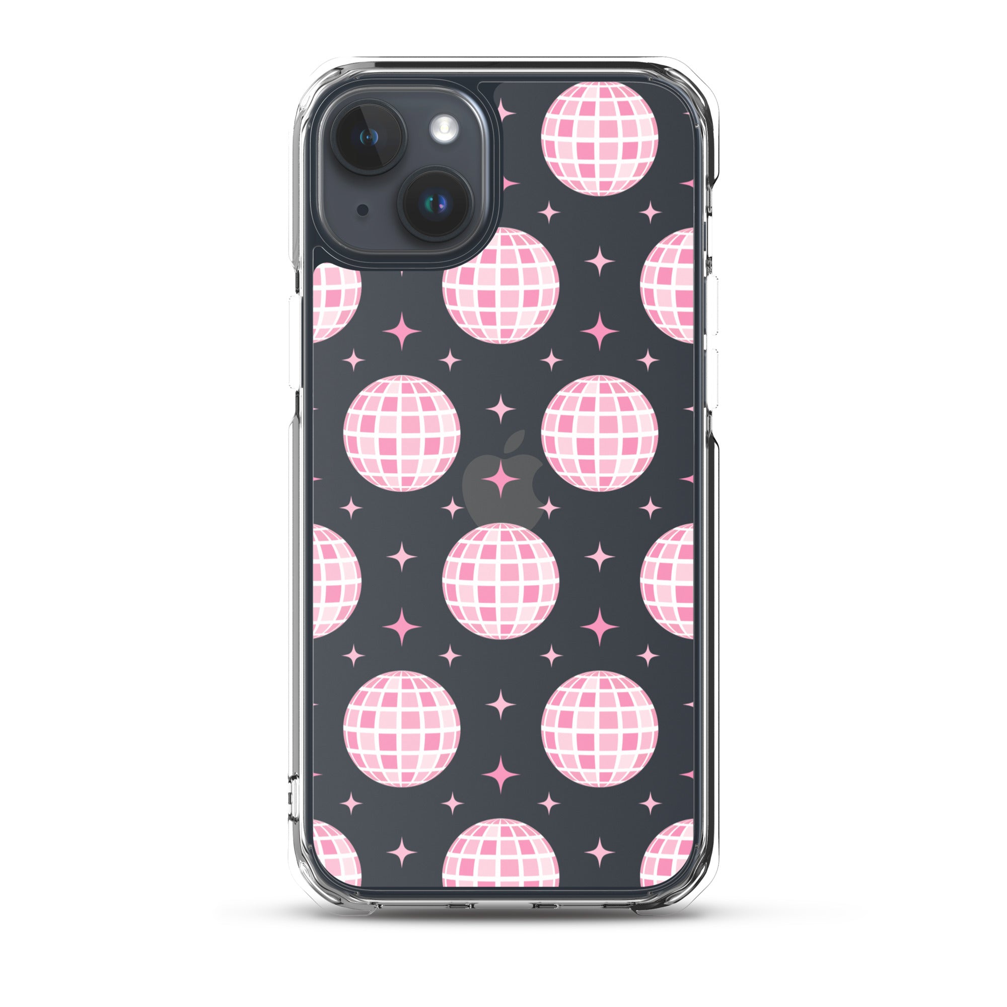 Pink Disco Clear iPhone Case iPhone 15 Plus