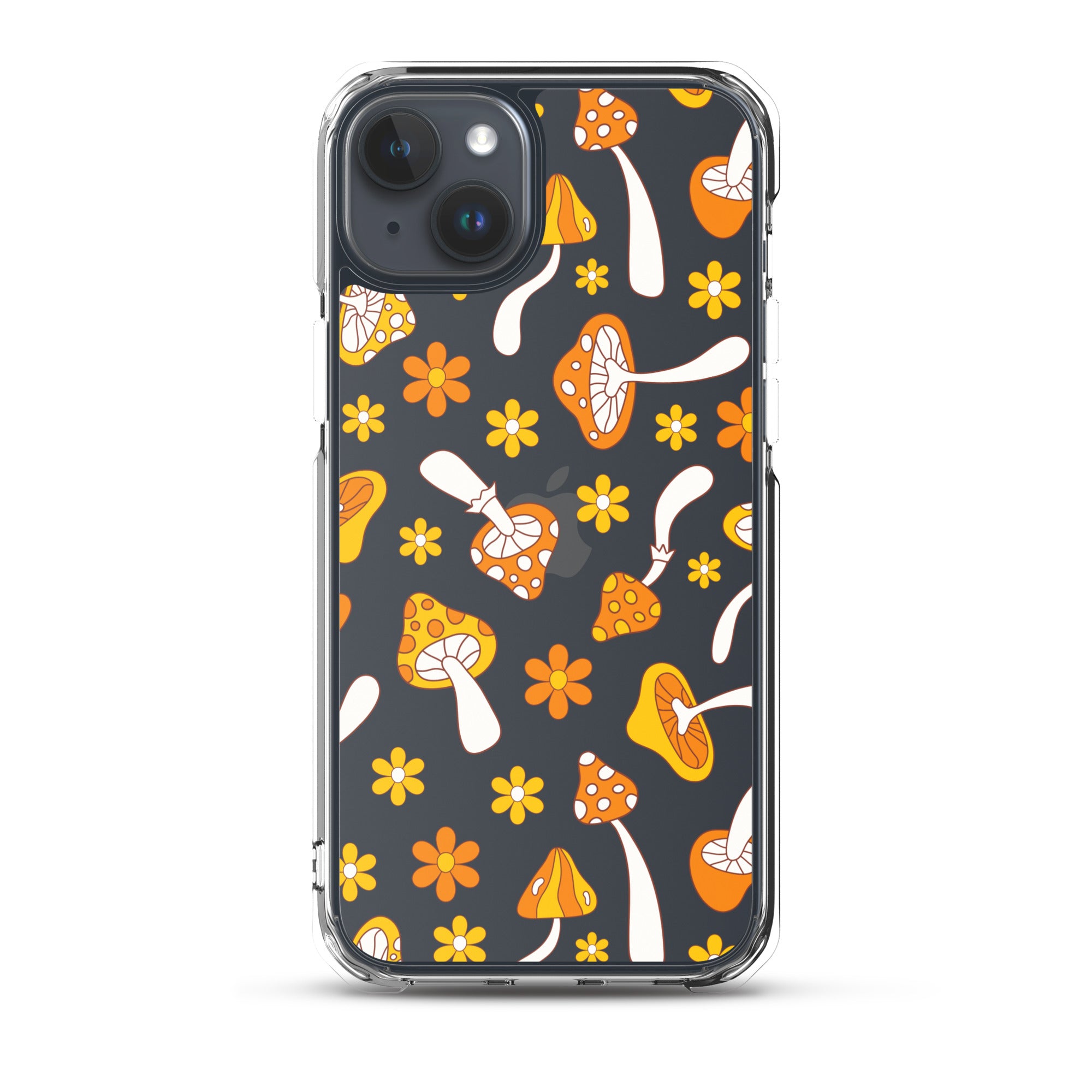 Retro Mushrooms Clear iPhone Case iPhone 15 Plus