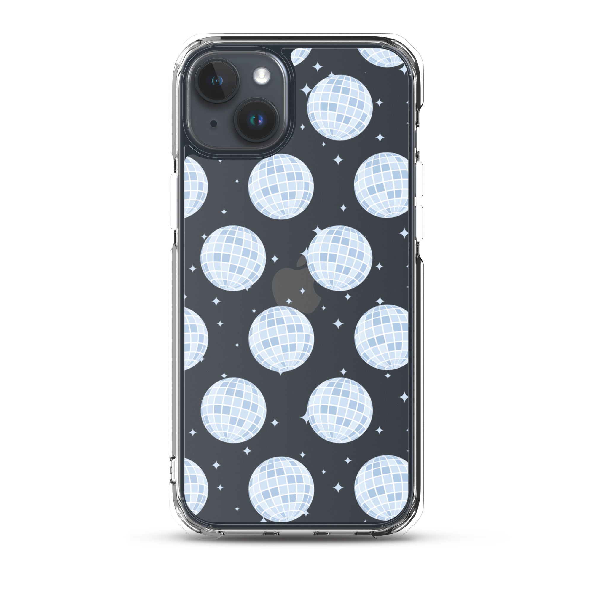 Light Blue Disco Balls Clear iPhone Case