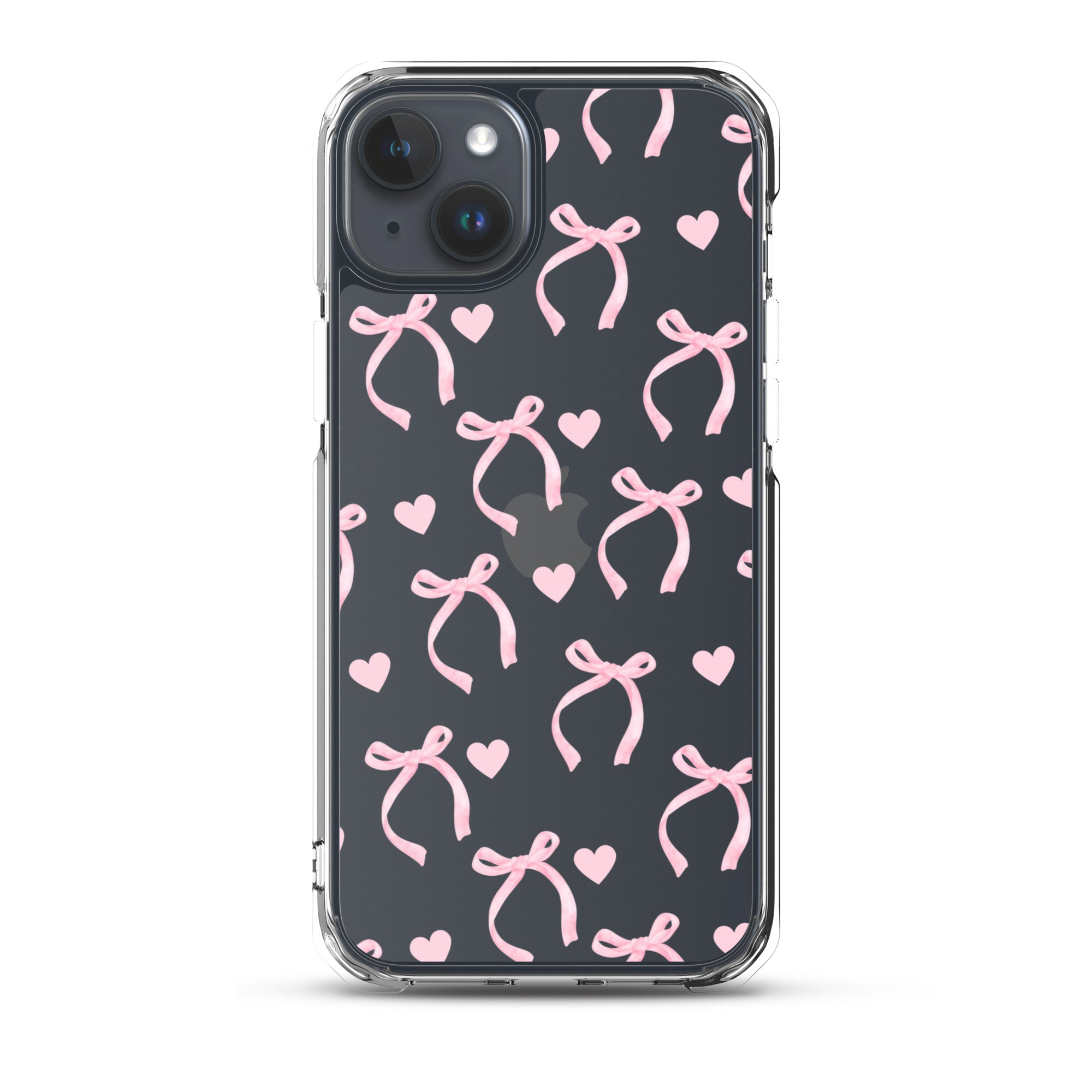 Pink Bows & Hearts Clear iPhone Case