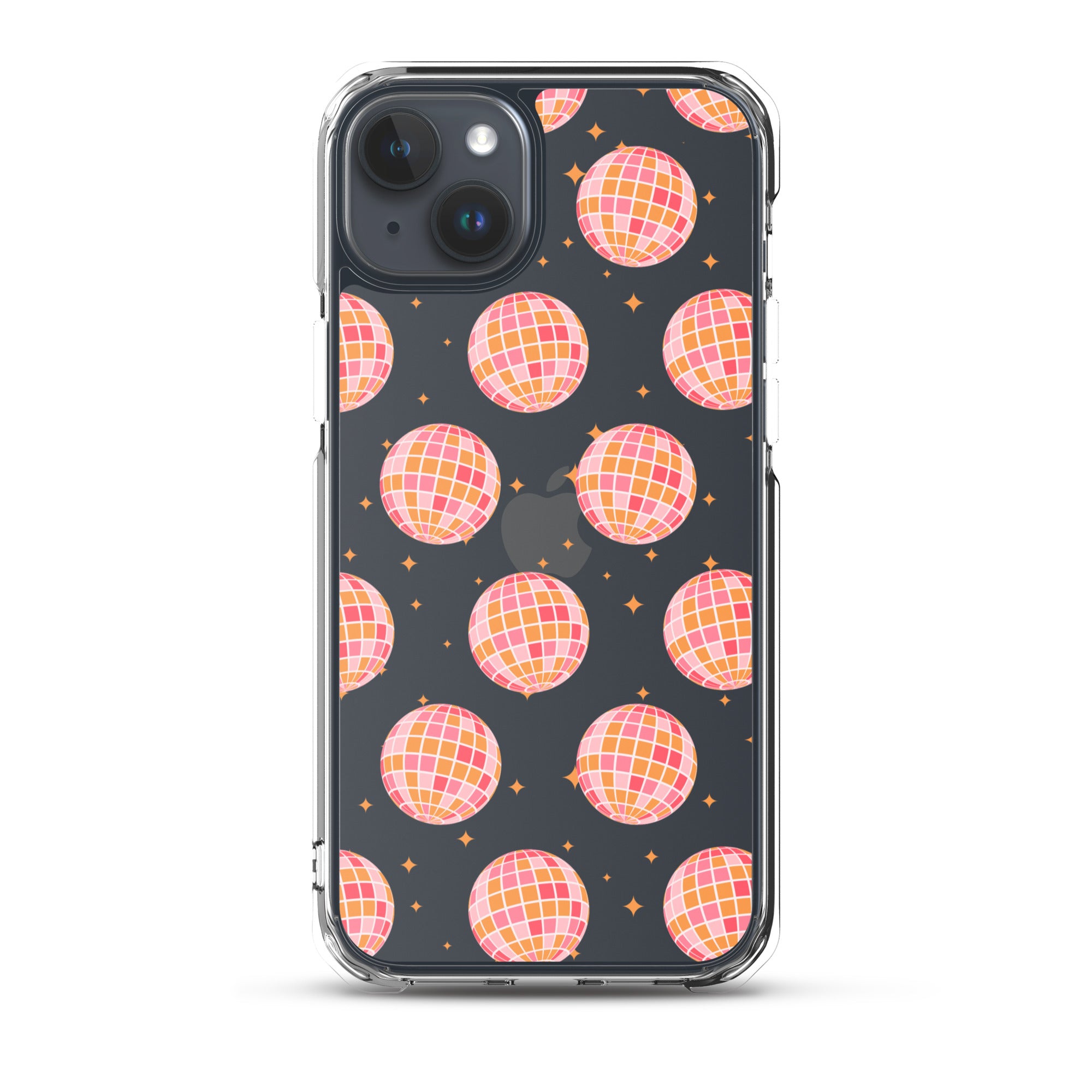 Pink & Orange Disco Balls Clear iPhone Case