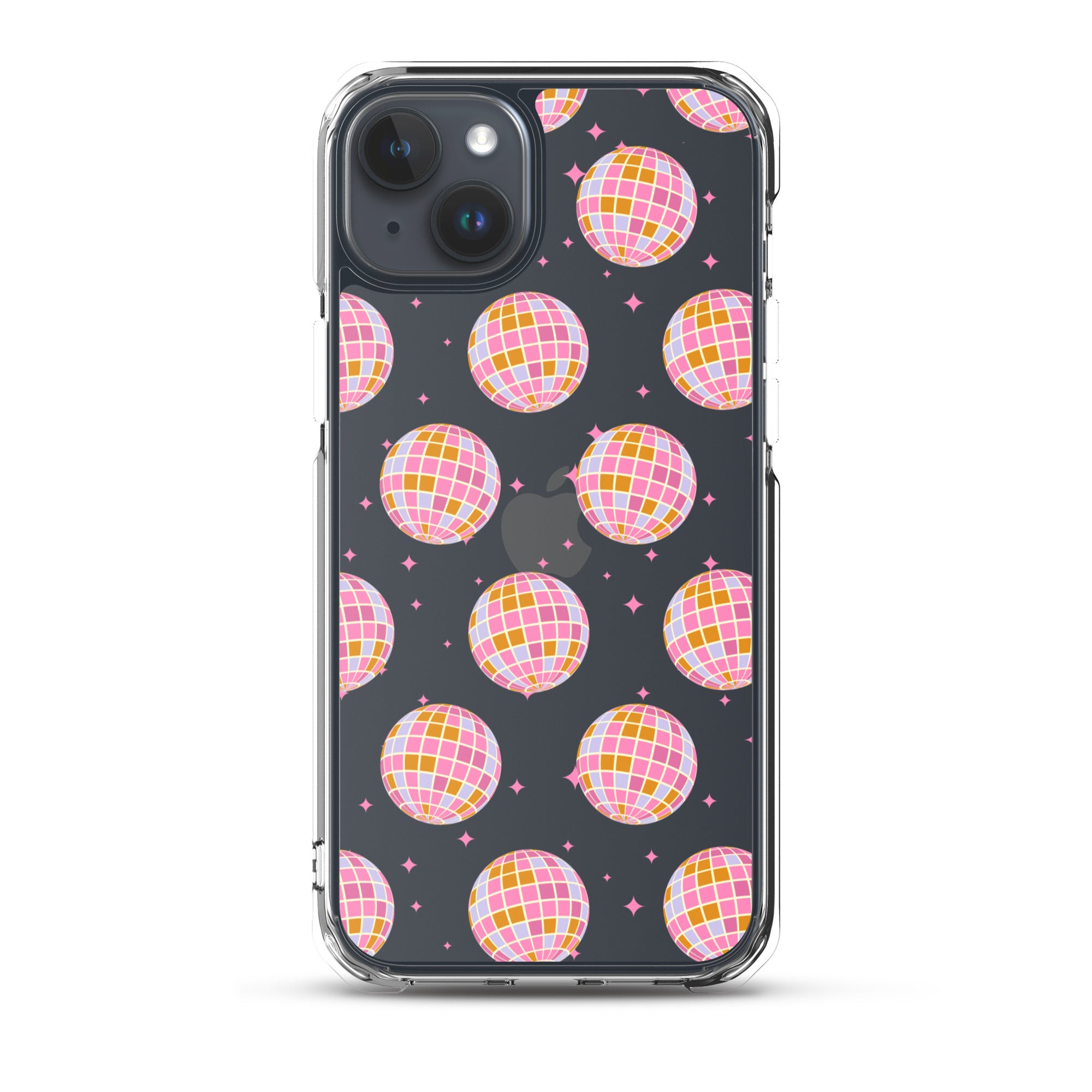 Pink & Blue Disco Balls Clear iPhone Case