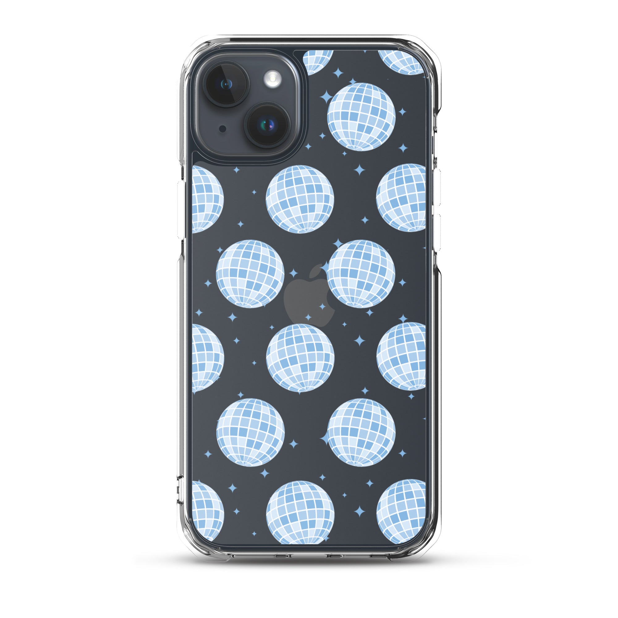 Blue Disco Balls Clear iPhone Case