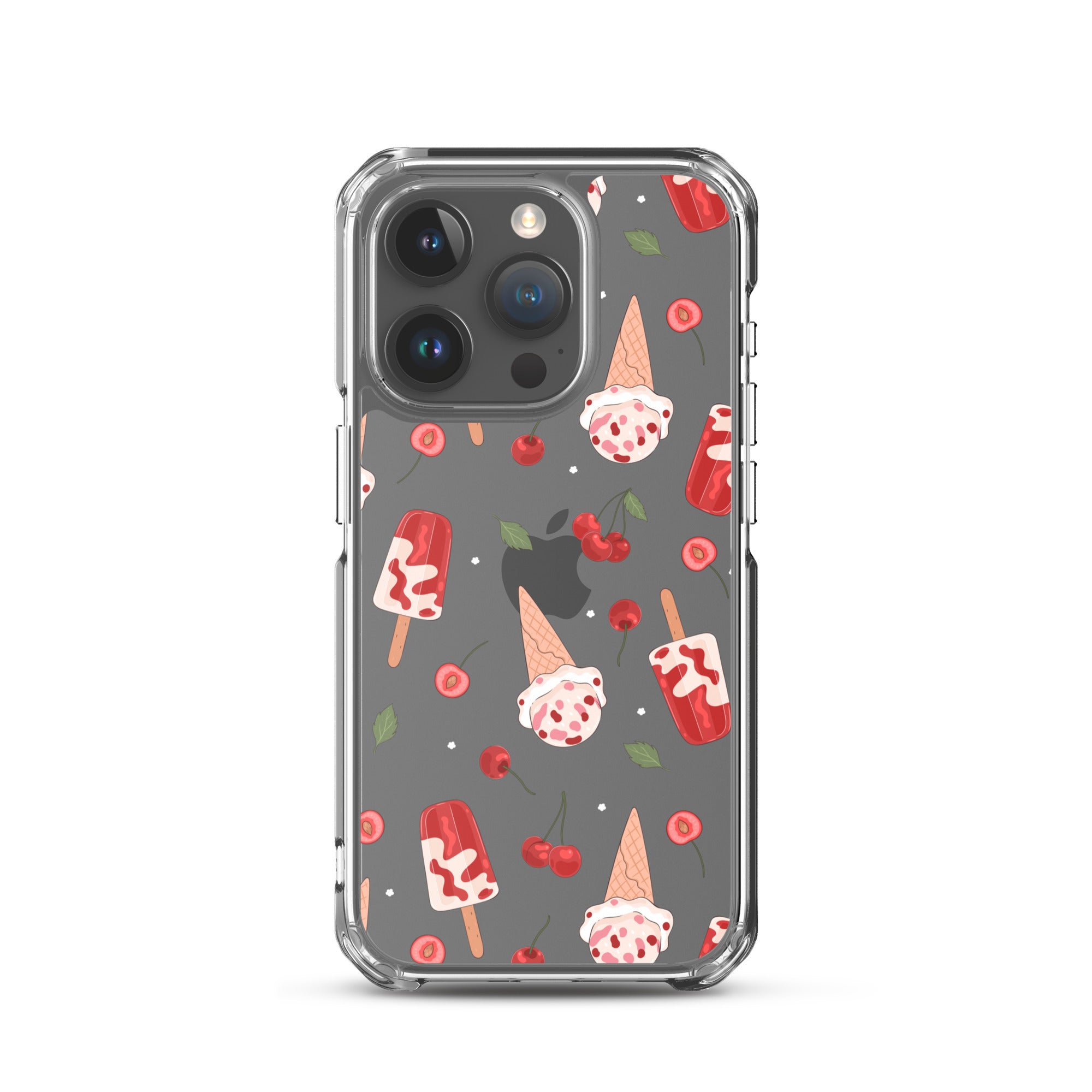 Cherry Ice Cream Clear iPhone Case iPhone 15 Pro