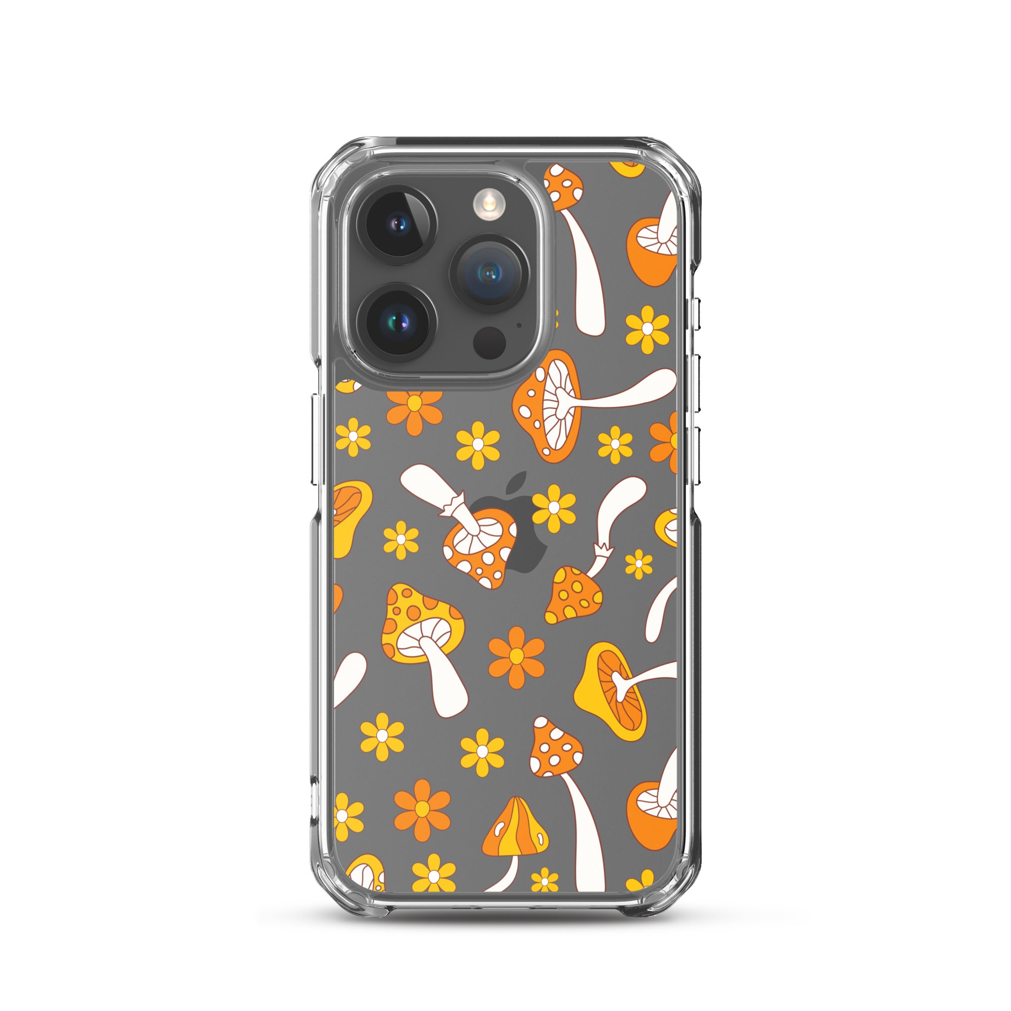 Retro Mushrooms Clear iPhone Case iPhone 15 Pro